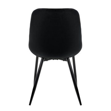 ML-DESIGN Stuhl Esszimmerstühle Set mit Rücken und Armlehnen Polster Küchenstühle (8 St), 8x Küchenstühle Schwarz 54x60x84cm aus Samt mit Metallbeine