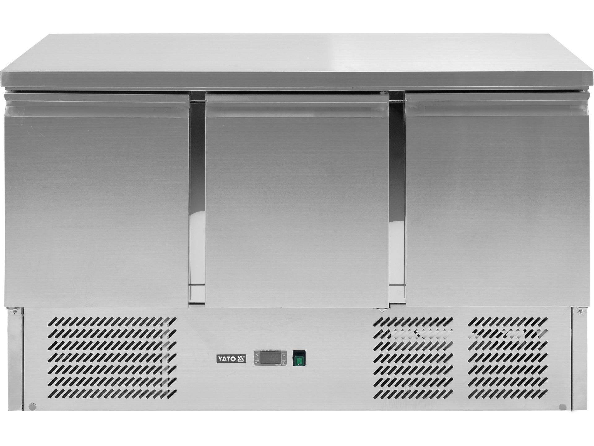 Yato Arbeitstisch Kühltisch, Arbeitsplatte, 3 Türen, Temperatur -2 bis +8 ˚C, 240W, 368L