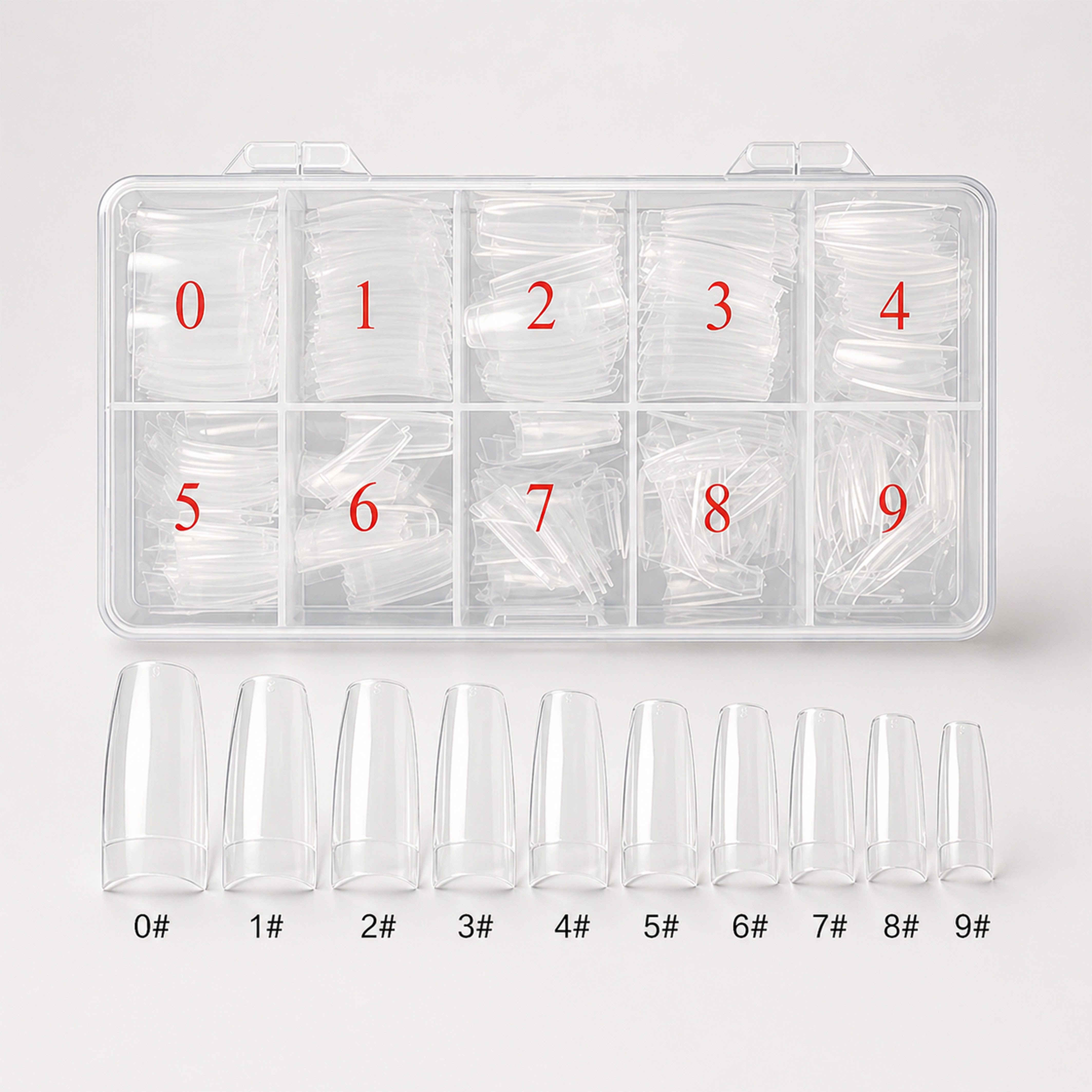 Jungengel Kunstfingernägel Nagel Tips 500 Stück Transparent Kunstnägel Nail Tips Set, Set 500-tlg., 500 transparente Nail-Tips, 500 transparente Nagel-Tips in 10 Größen