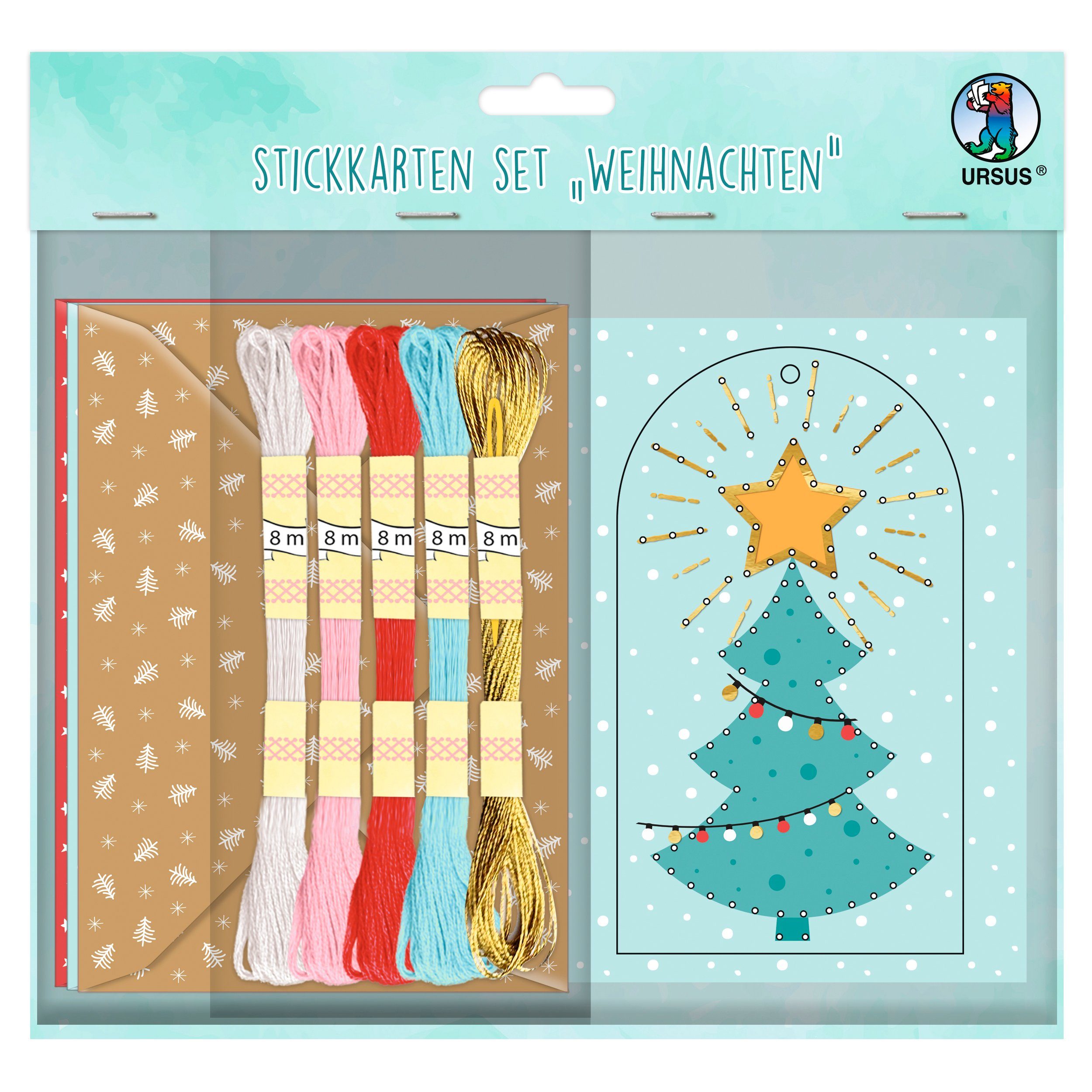 Grußkarte Stickkarten-Set Weihnachten