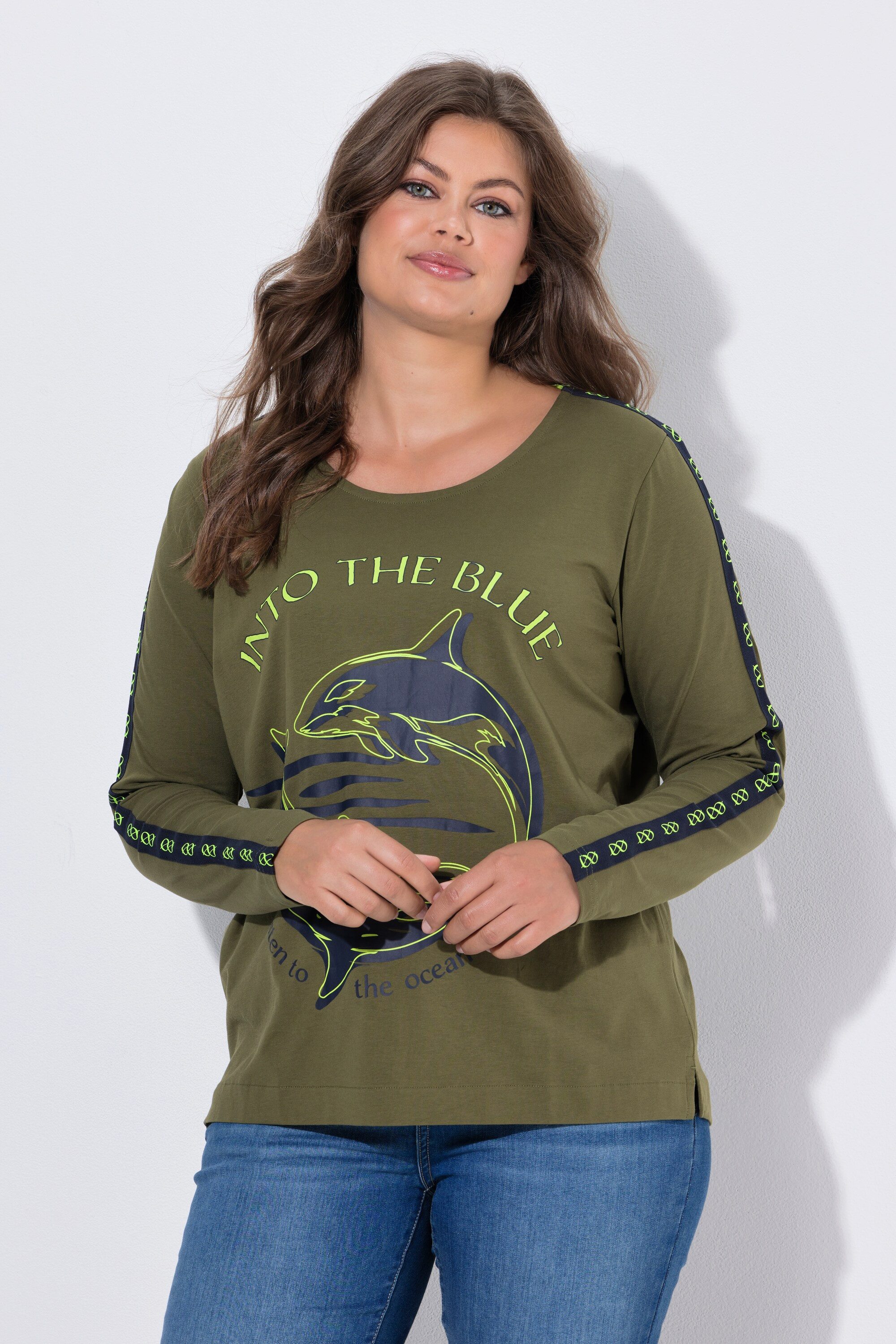 Laurasøn T-Shirt Shirt Rundhalsausschnitt Langarm Platzierter Print