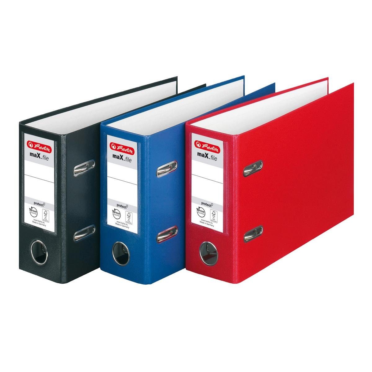 Herlitz Aktenordner 3 Herlitz Ordner / quer / DIN A5 / 80mm breit / Farbe: je 1x rot, blau