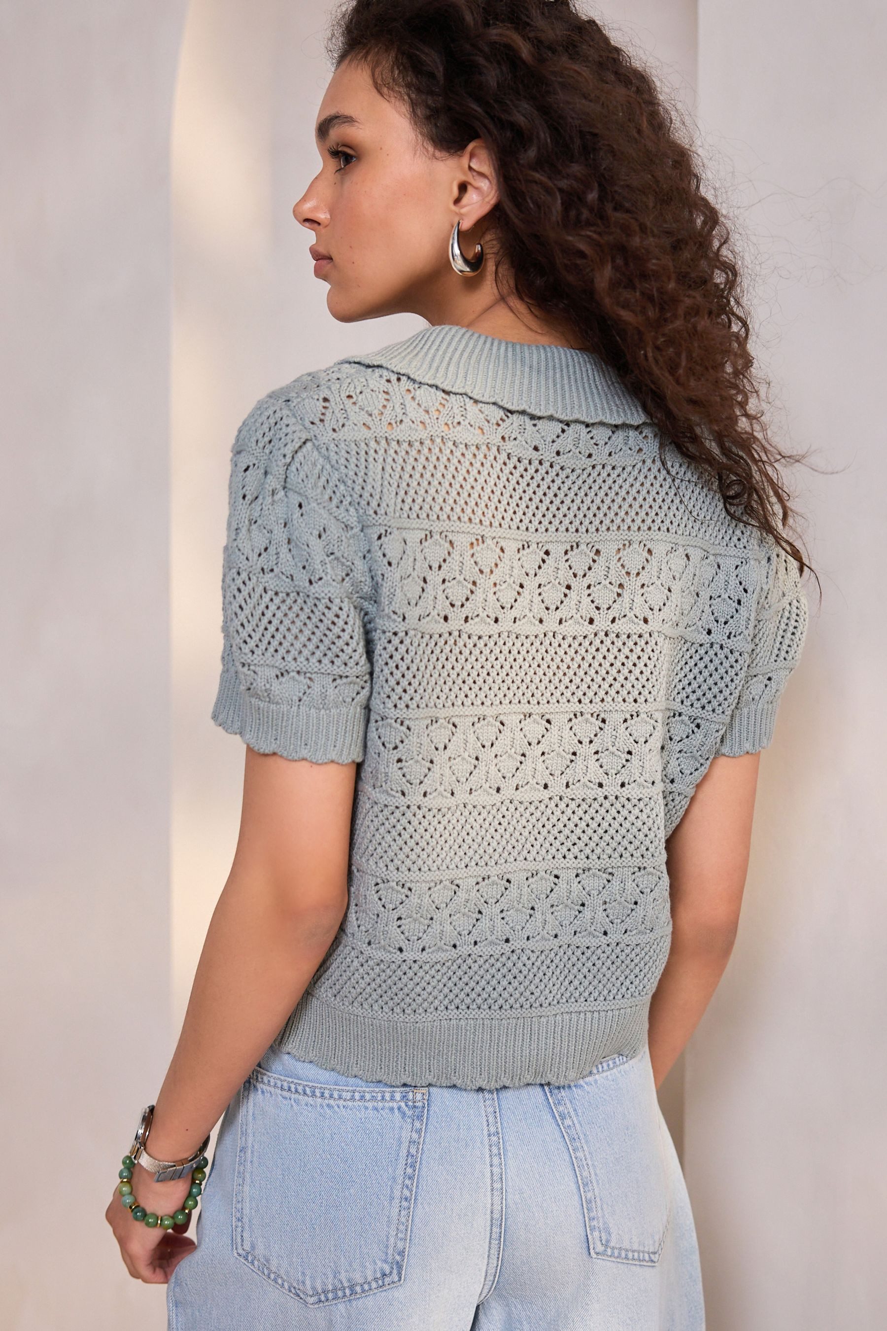 Next Polokragenpullover Poloobereil mit Muster und günstig online kaufen