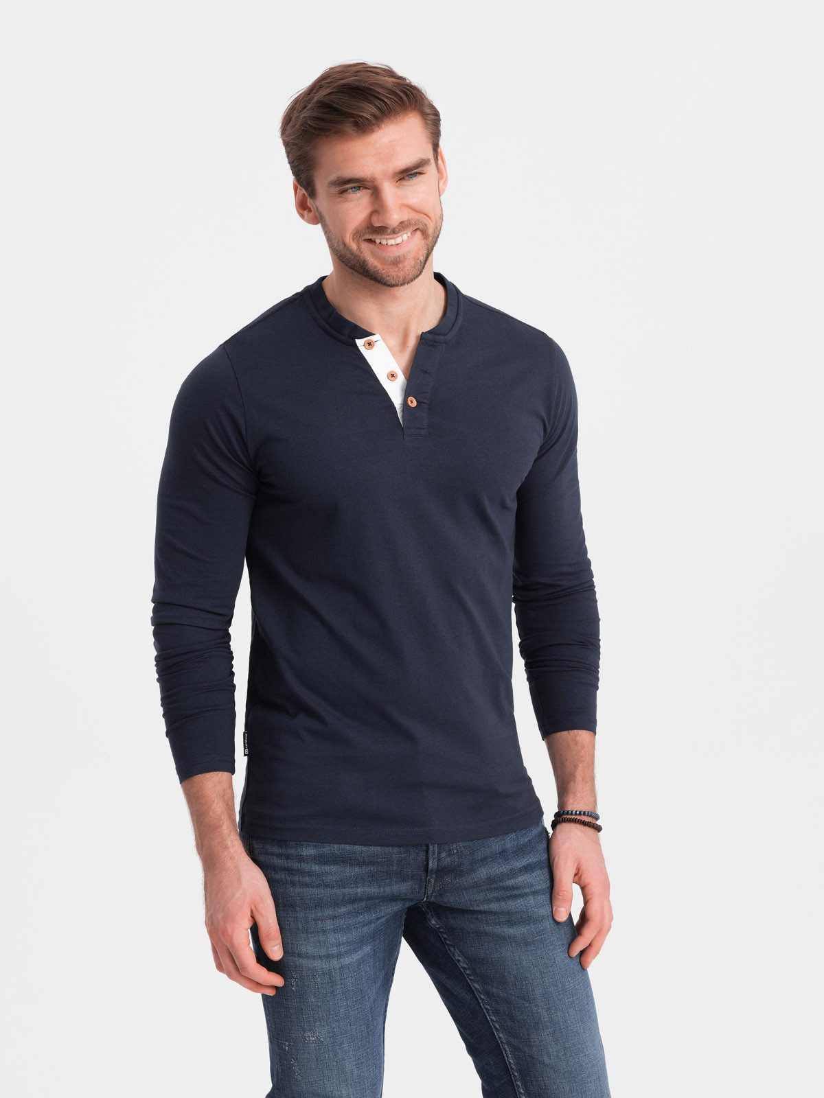 OMBRE Longsleeve Herren Longsleeve mit Knöpfen günstig online kaufen