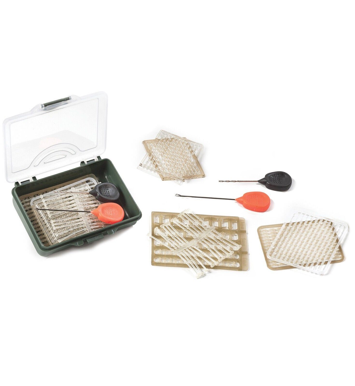 Karpfenhaken Boilie Set 500 Teile RedCarp Karpfenzubehör in einer Kunststoffbox