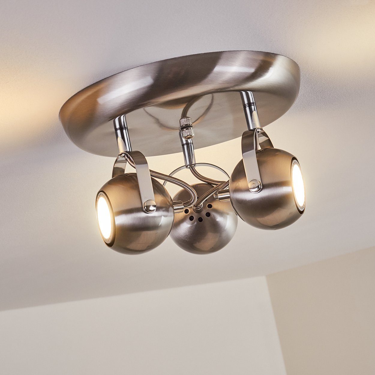 hofstein Deckenleuchte »Aquilea« Deckenlampe aus Spots, Metall Leuchte 5cm verstellbaren 3000 Ø25, Leuchtmittel, Nickel-matt/Chromfarben, Kelvin, mit moderne 3xGU10, in ohne