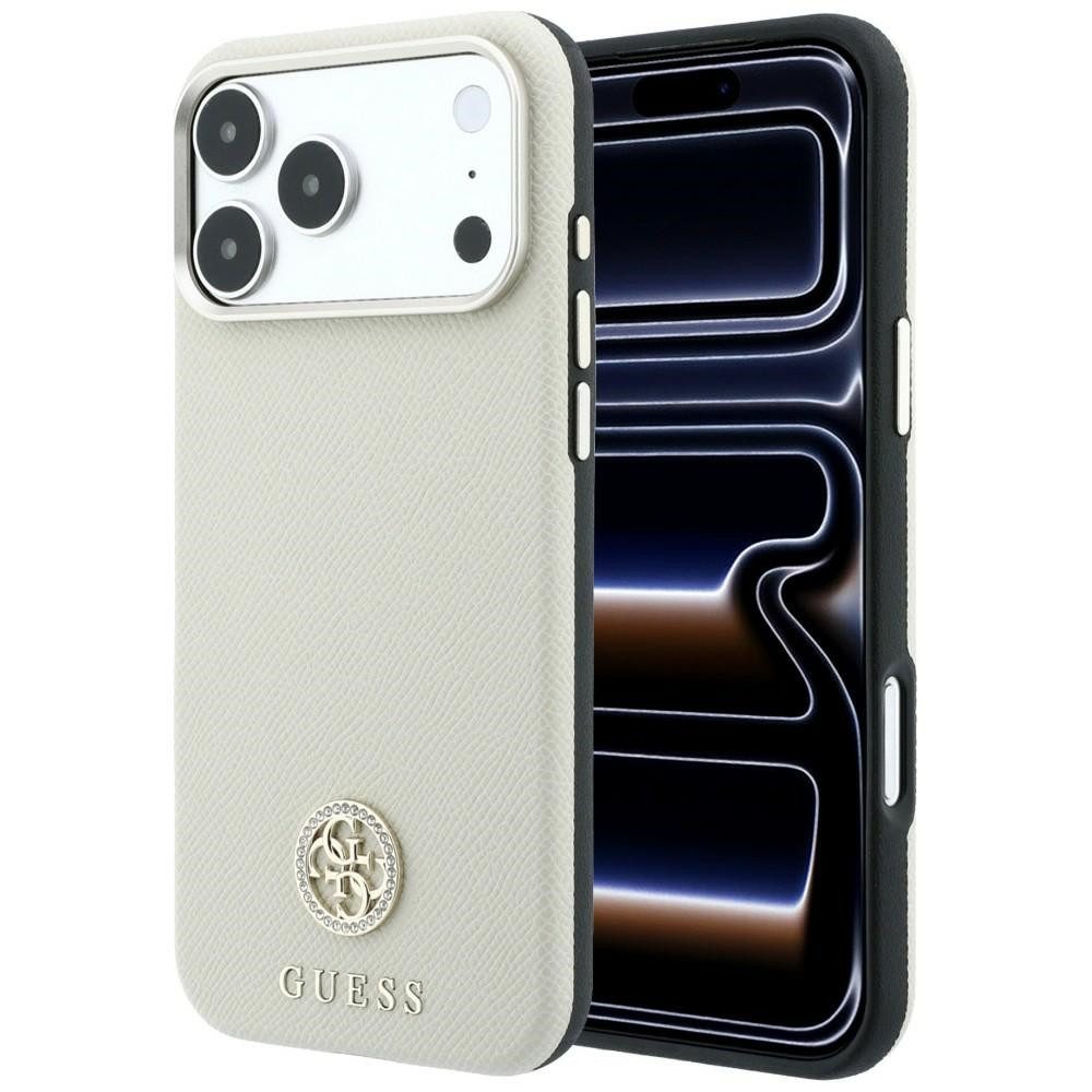 Guess Handyhülle Schutzhülle Magnethülle Smartphonehülle, MagSafe, Strass-Logo, genarbte Oberfläche