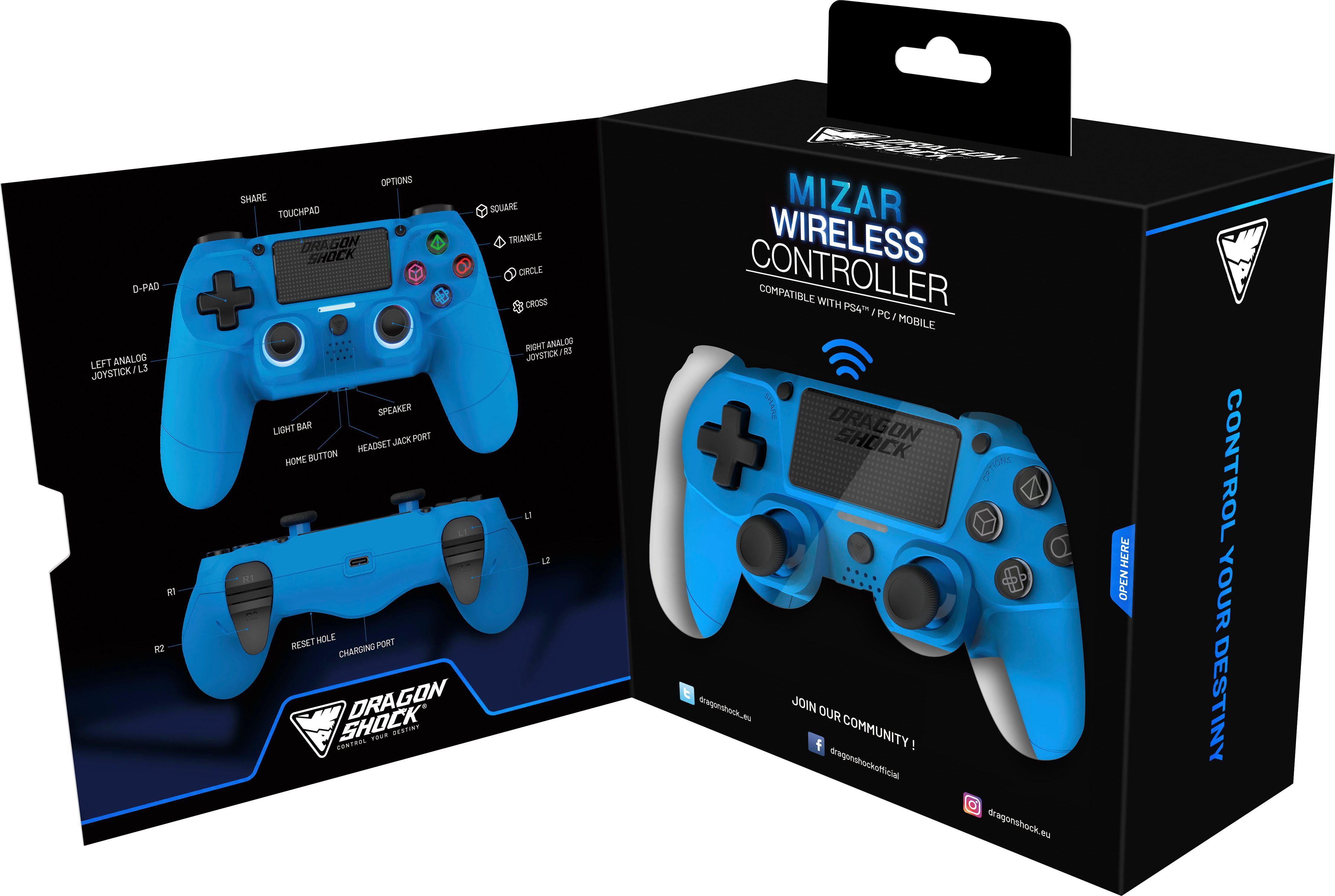 DRAGONSHOCK Mizar Wireless für PS4 blau Controller