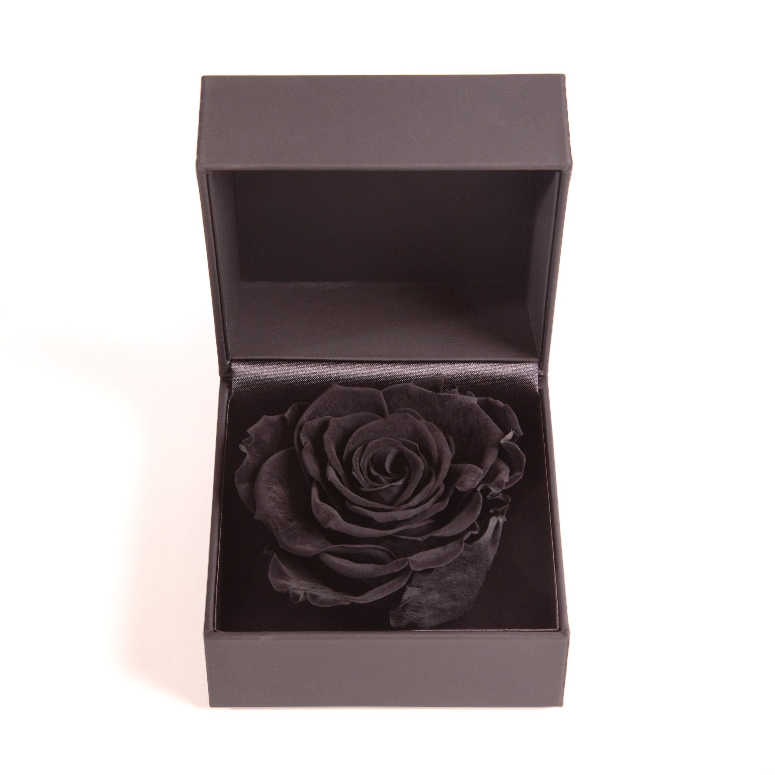 Kunstblume Rosenbox Ringbox Infinity Rose Box ROSEMARIE in Groß Langlebige Rose, SCHULZ Schwarz Heidelberg, Höhe Ringdose konserviert Rose cm, 9