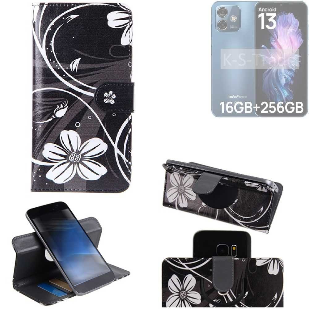 K-S-Trade Handyhülle für Ulefone Note 16 Pro, Schutzhülle Handyhülle Hülle 360° Wallet Case “Flowers“
