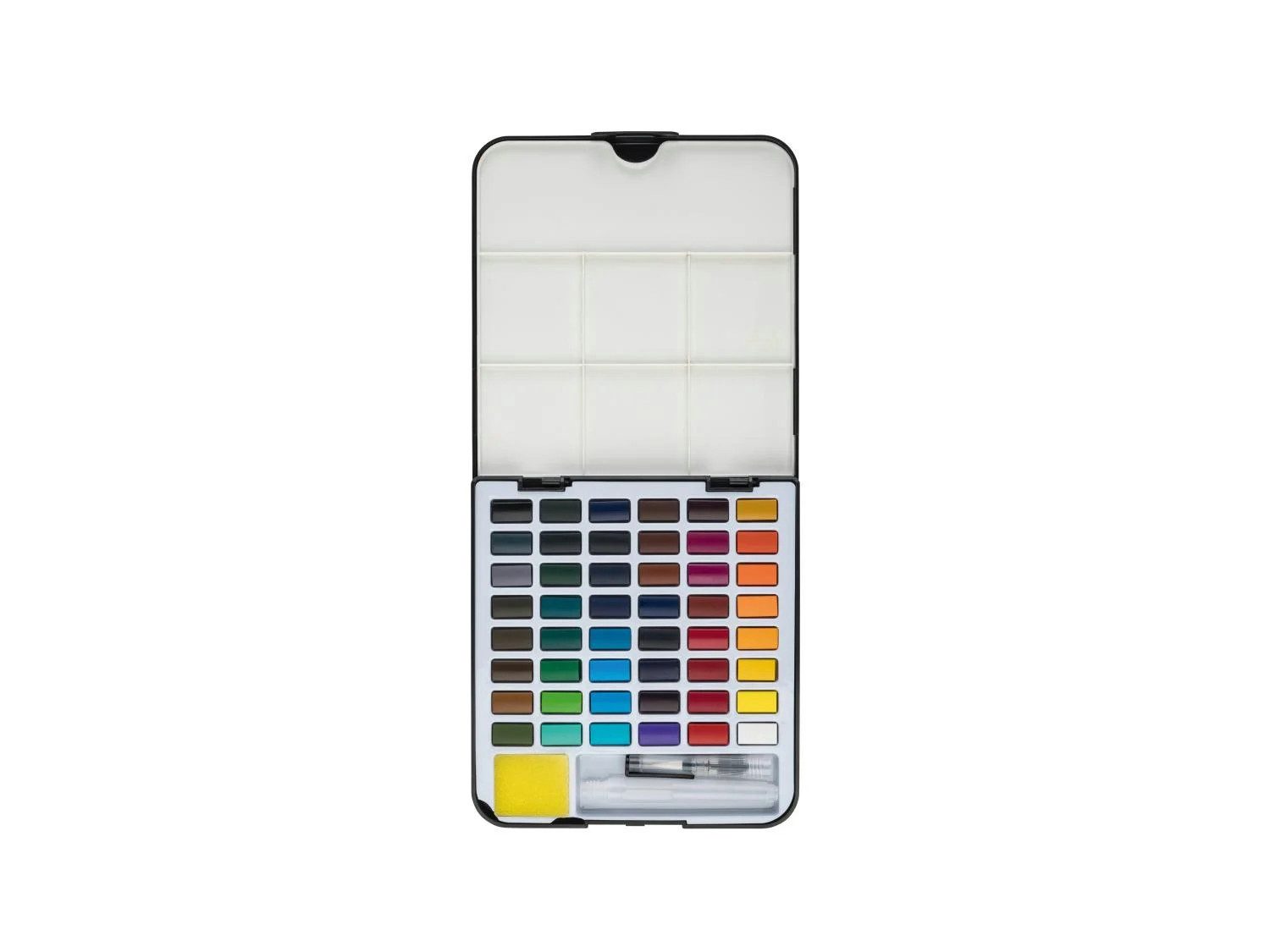Crelando Aquarellfarbe Crelando Aquarell Farbkasten 51-tlg, 48 Farben + Zubehör, 48 Aquarellfarben, Wassertankpinsel, Schwamm, Palette