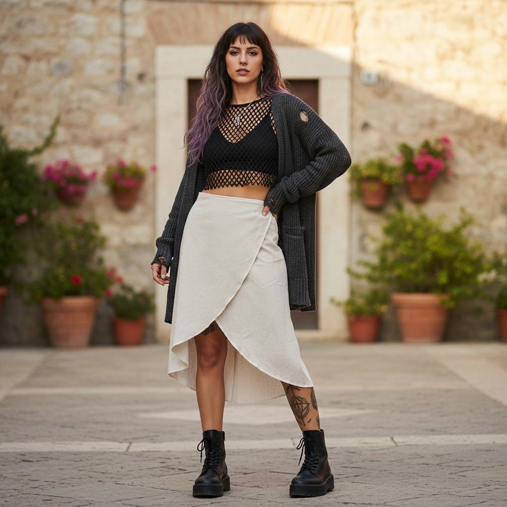 Guru-Shop Minirock Psytrance Goa Wickelrock, Minirock - naturweiß alternati günstig online kaufen