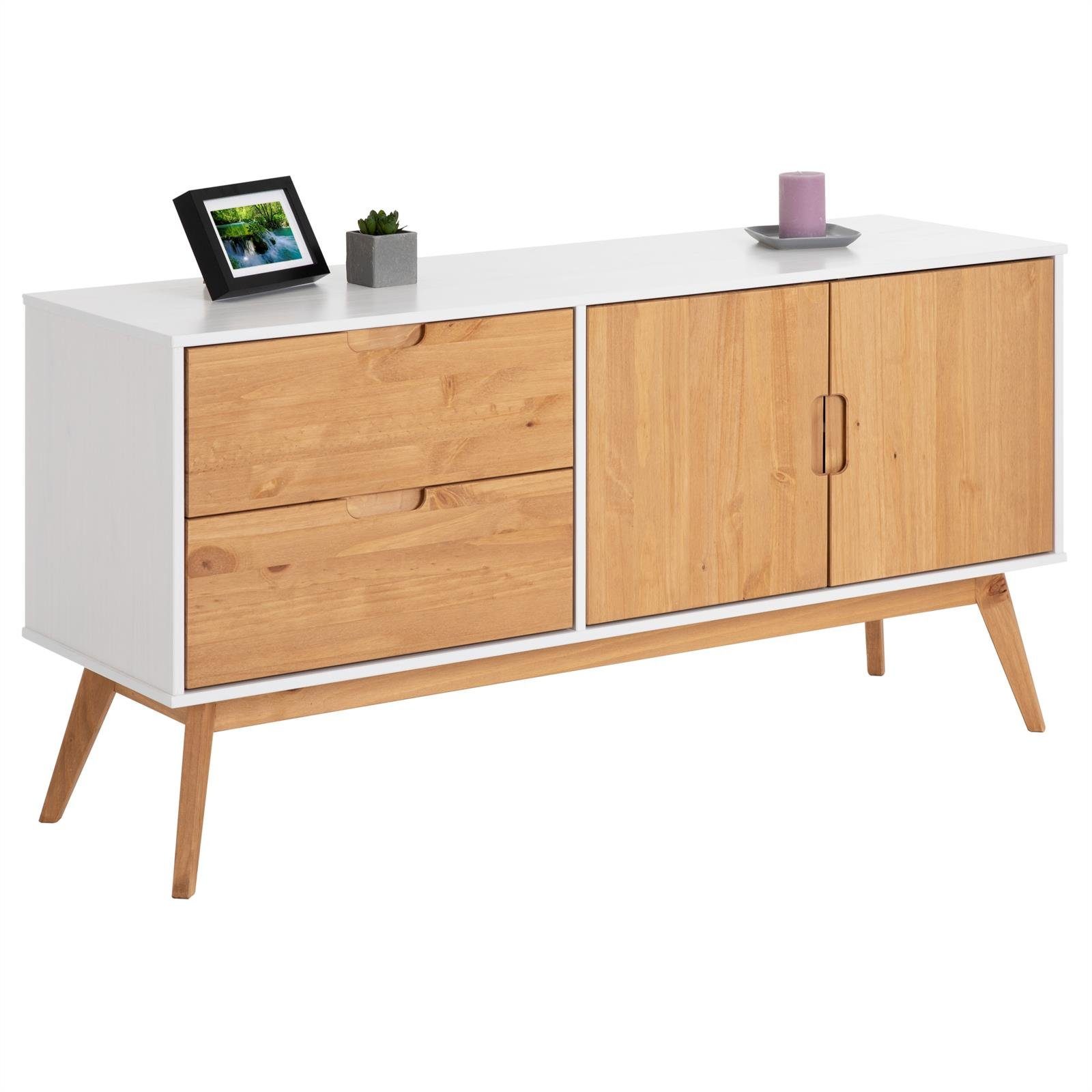 IDIMEX Sideboard TIVOLI, Sideboard Kommode Anrichte Kiefer 2 Türen weiß gebeizt skandinavisches