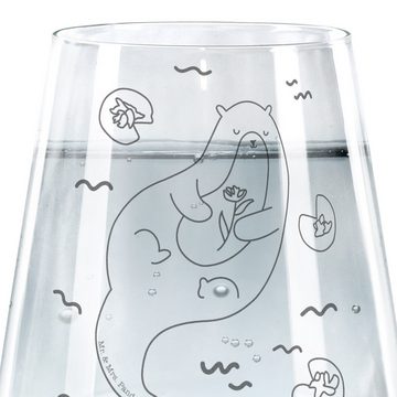 Mr. & Mrs. Panda Glas Otter Seerose - Transparent - Geschenk, Seeotter, Trinkglas mit Gravu, Premium Glas, Elegantes Design