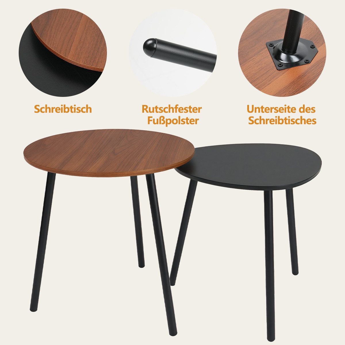 Simloveve Couchtisch 2er Set Beistelltisch Satztisch Wohnzimmertisch Kaffeetisch – Bild 3 von 5