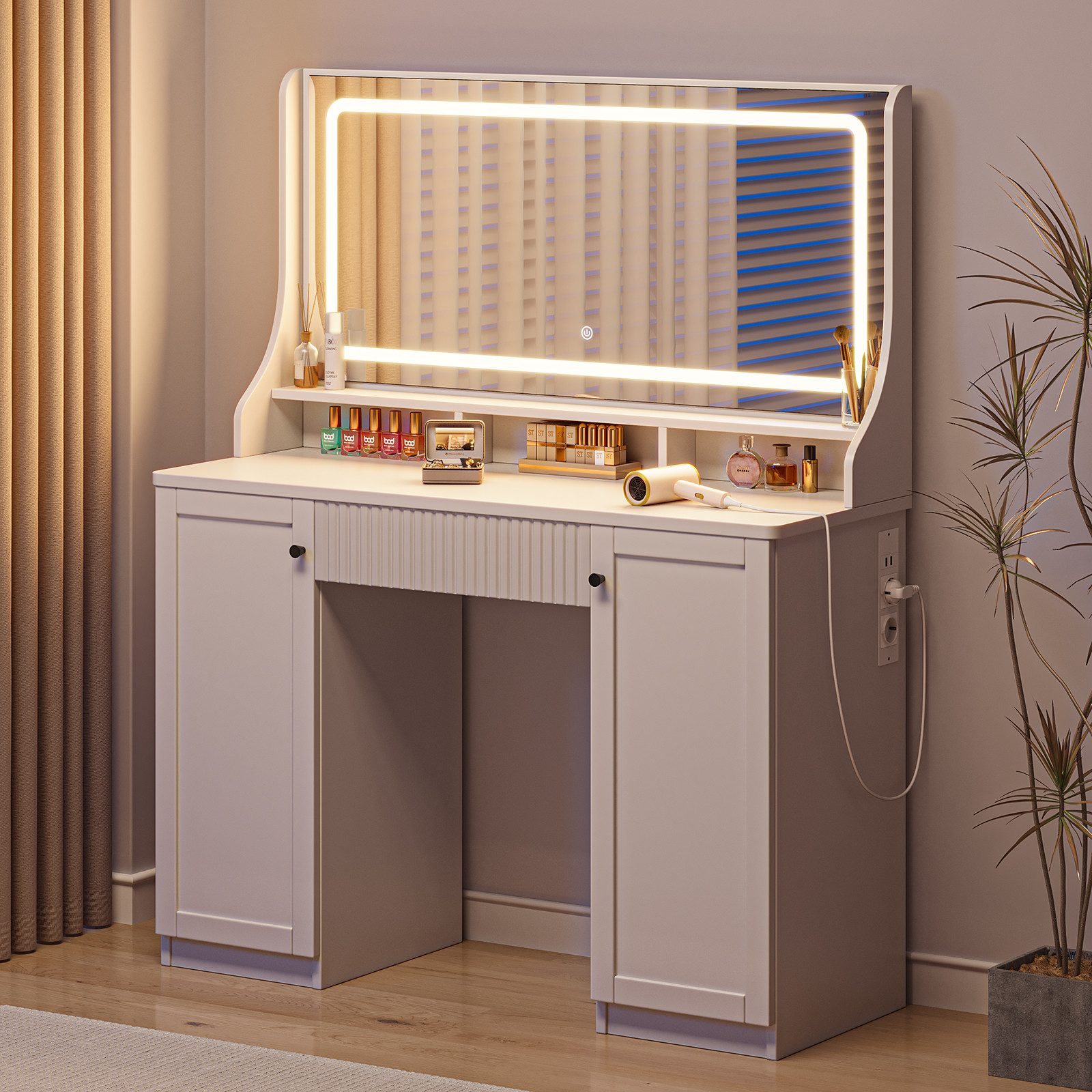 Dripex Schminktisch Schminktisch mit Beleuchtung Spiegel 3 Farben Einstellb günstig online kaufen