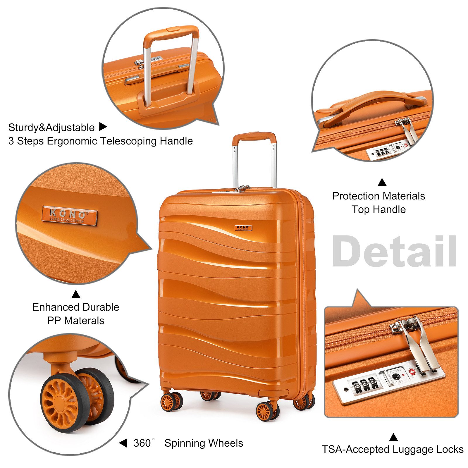 KONO Kofferset 4-teiliges Reisekoffer-Set mit Beautycase, (4 tlg) – Bild 5 von 5