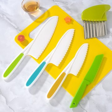 Henreal Kinderkochmesser Küchenmesser Set mit Gemüse Ausstechformen, Schneidebrett