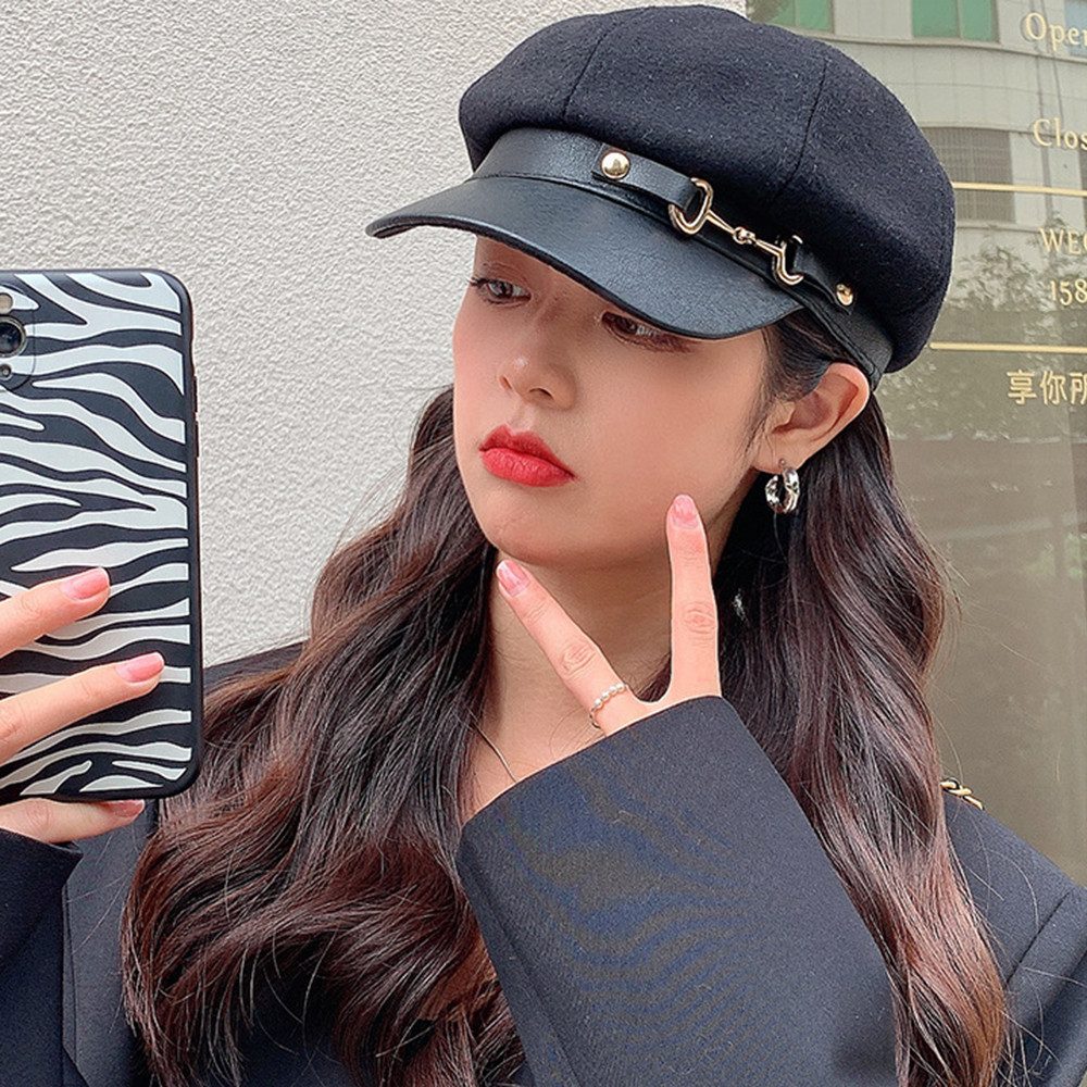 Coonoor Baskenmütze Damen Retro Barett Winter Mütze Newsboy mit Schirm Cap günstig online kaufen