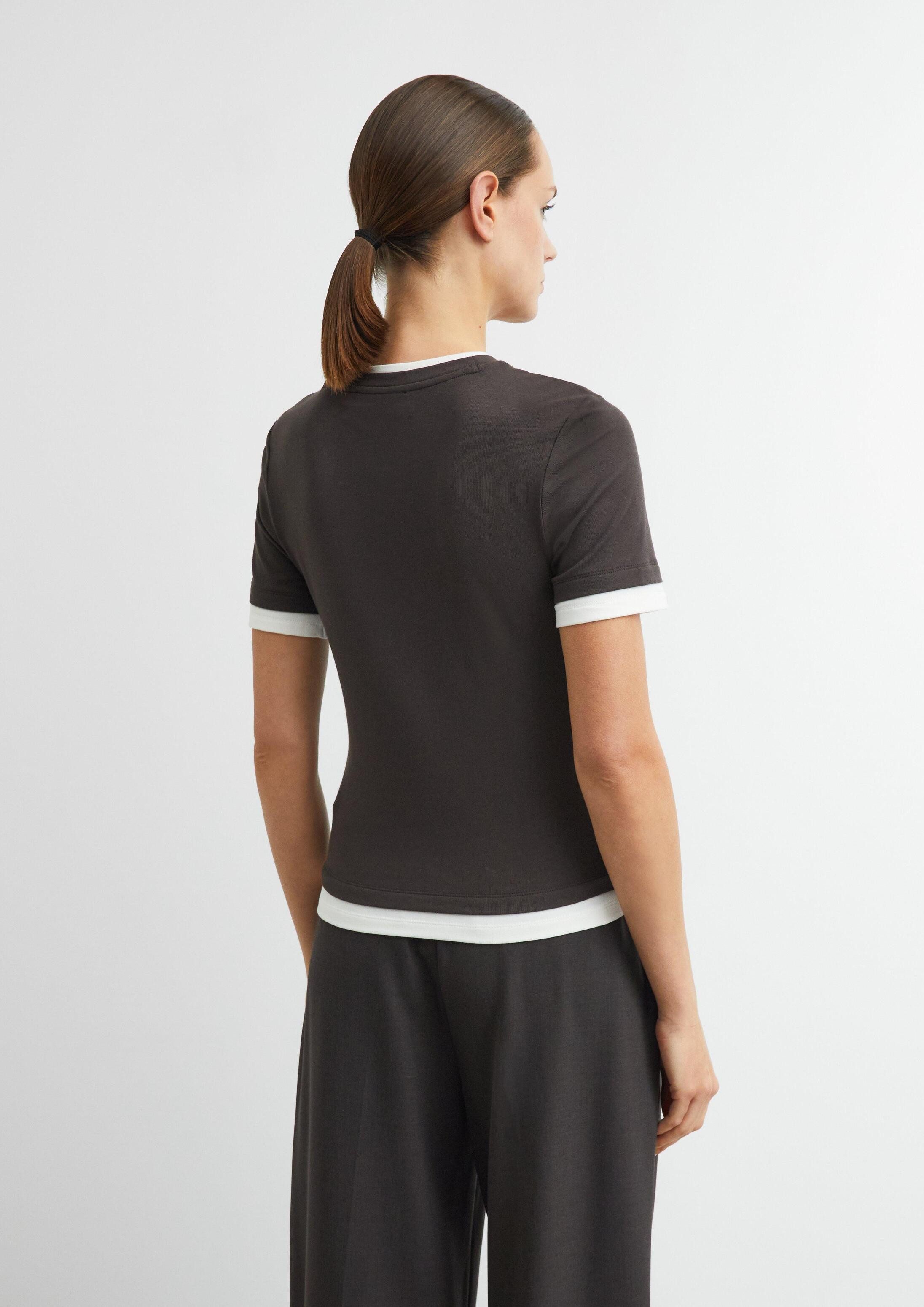 comma Kurzarmshirt T-Shirt Softes T-Shirt in Layering-Optik