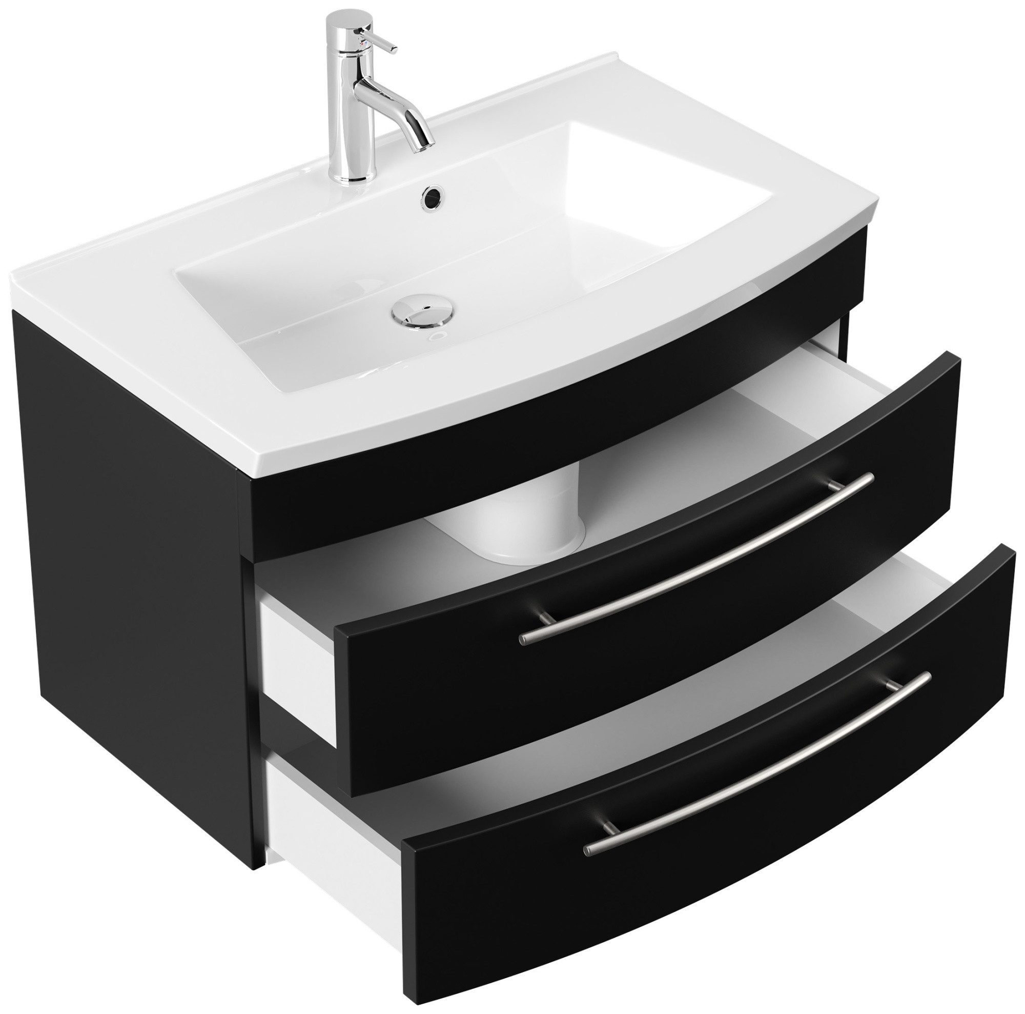 Magnolia Home Waschtisch Badmöbel Bella 80 mit runder Front SoftClose schwa günstig online kaufen