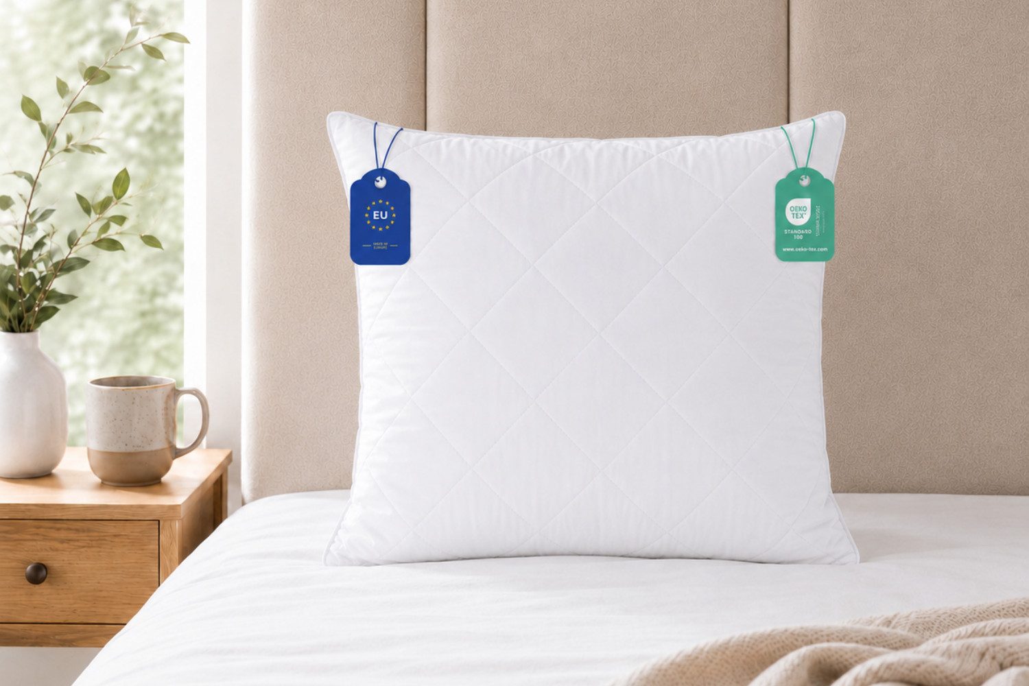 Pointhome Kopfkissen Schlafkissen, Kissen, Microfaserkissen, Seitenschläferkissen, Kapitone-Steppung & formstabile Hohlfaserfüllung, Seitenschläfer, Rückenschläfe