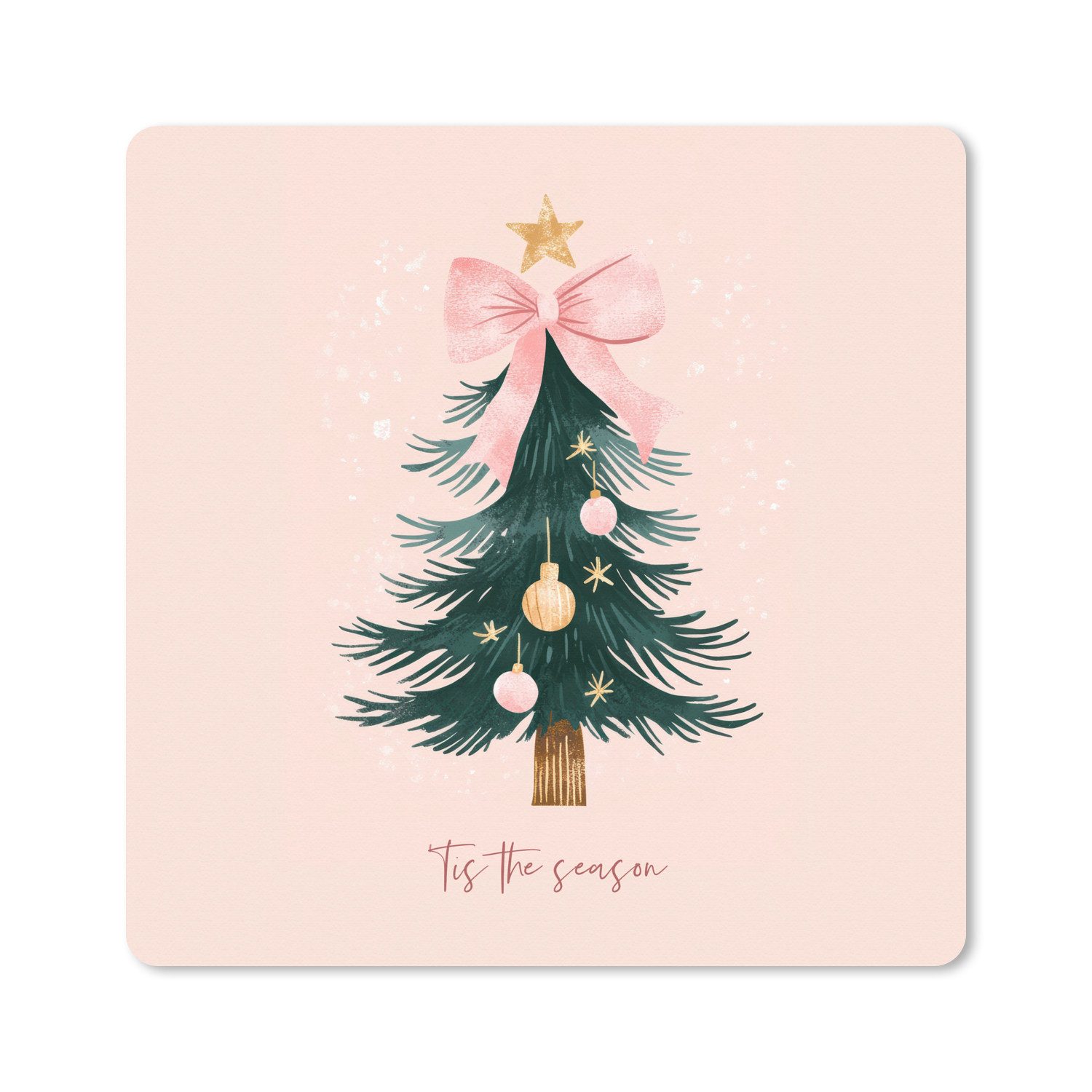 MuchoWow Mauspad Weihnachtszeit - Weihnachtsbaum - Rosa (1-St), Mouse pad groß, Schreibtisch Zubehör, Desk Mat, 50x50 cm