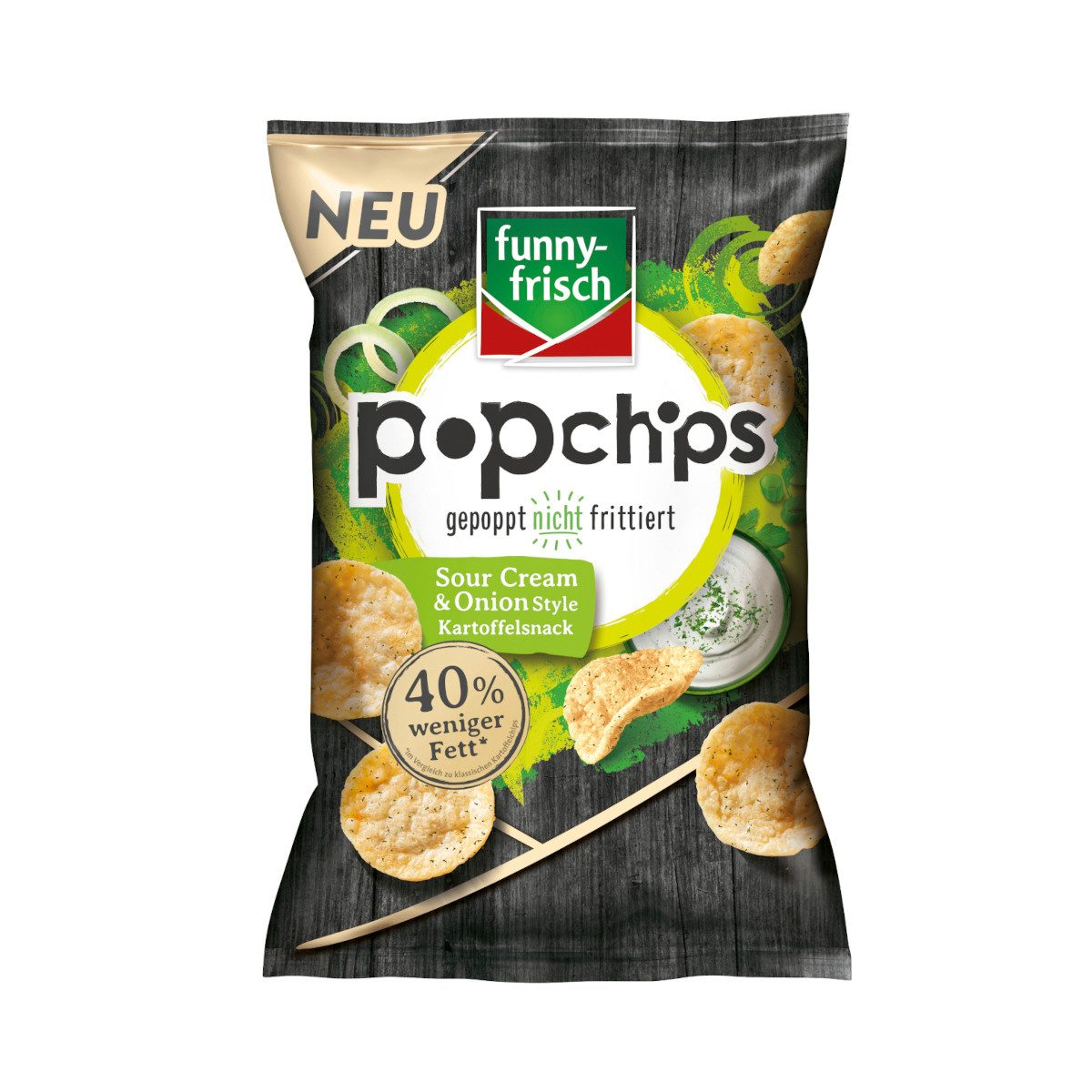 funny-frisch Knabberei, funny frisch Popchips Sour Cream und Onion Style vegetarisch 80g