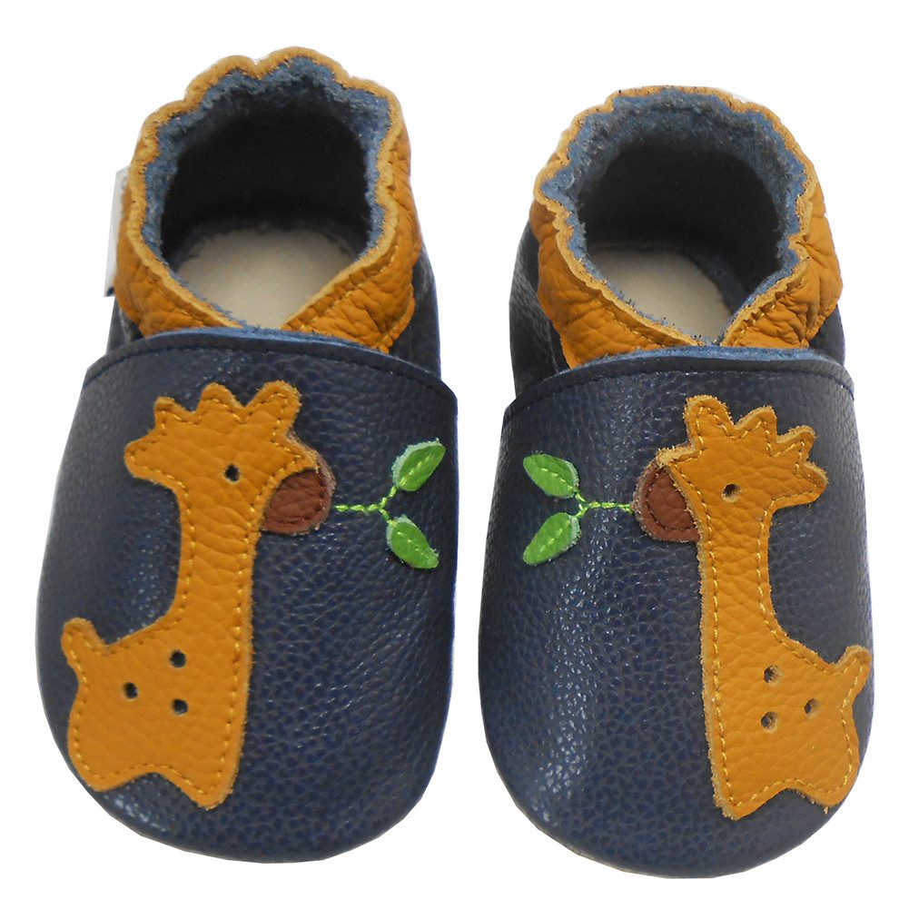Bemesu Baby rutschfest Hausschuhe Krabbelschuh aus echtem Leder