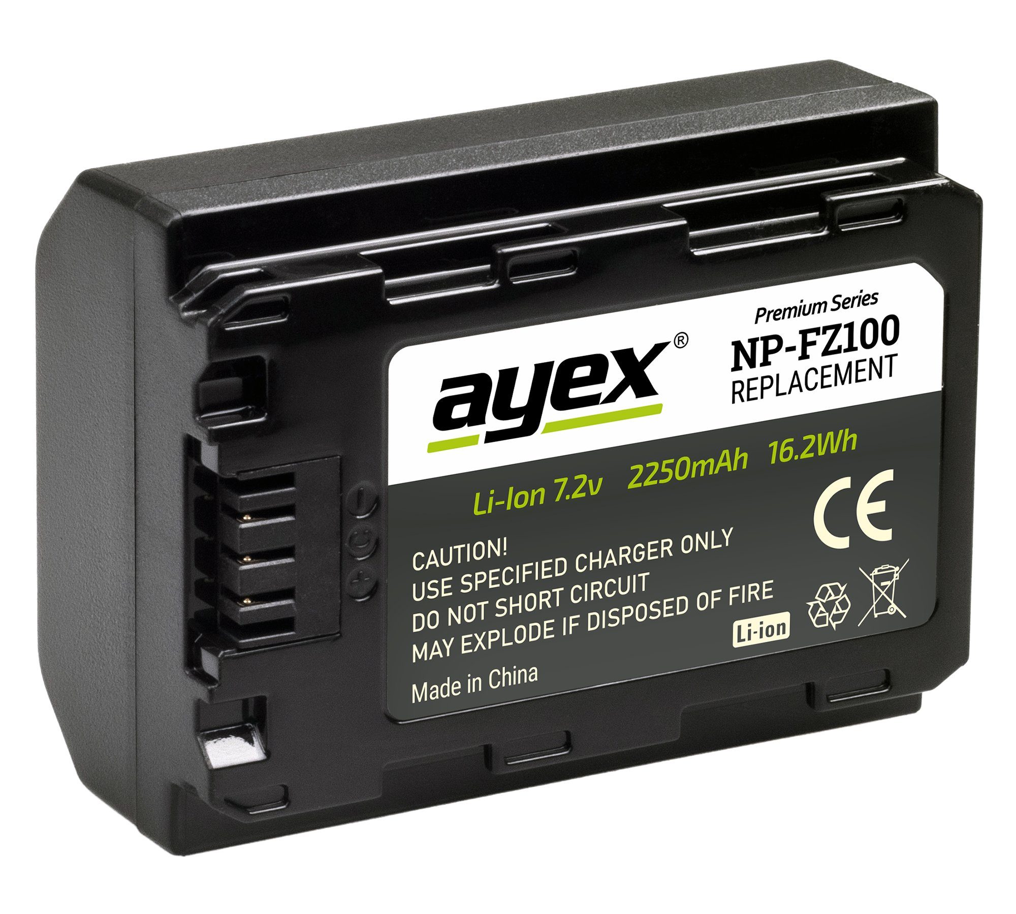 ayex NP-FZ100 Akku für Sony Alpha A9 A9R A7R III Leistungsstark Zuberlässig Kamera-Akku