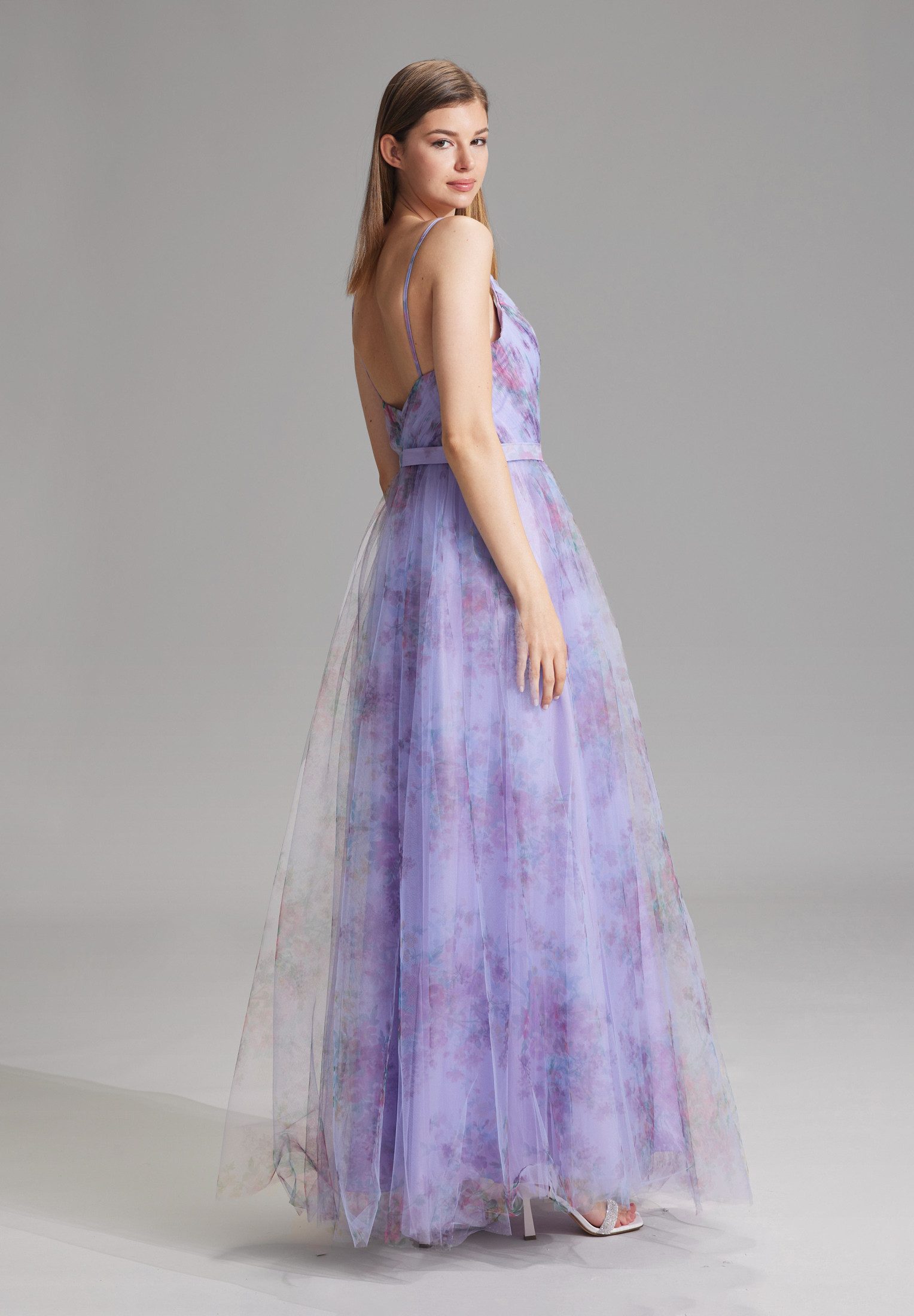 Hey Kyla Abendkleid - Tüllrobe mit floralem Allover-Print A-Linie günstig online kaufen