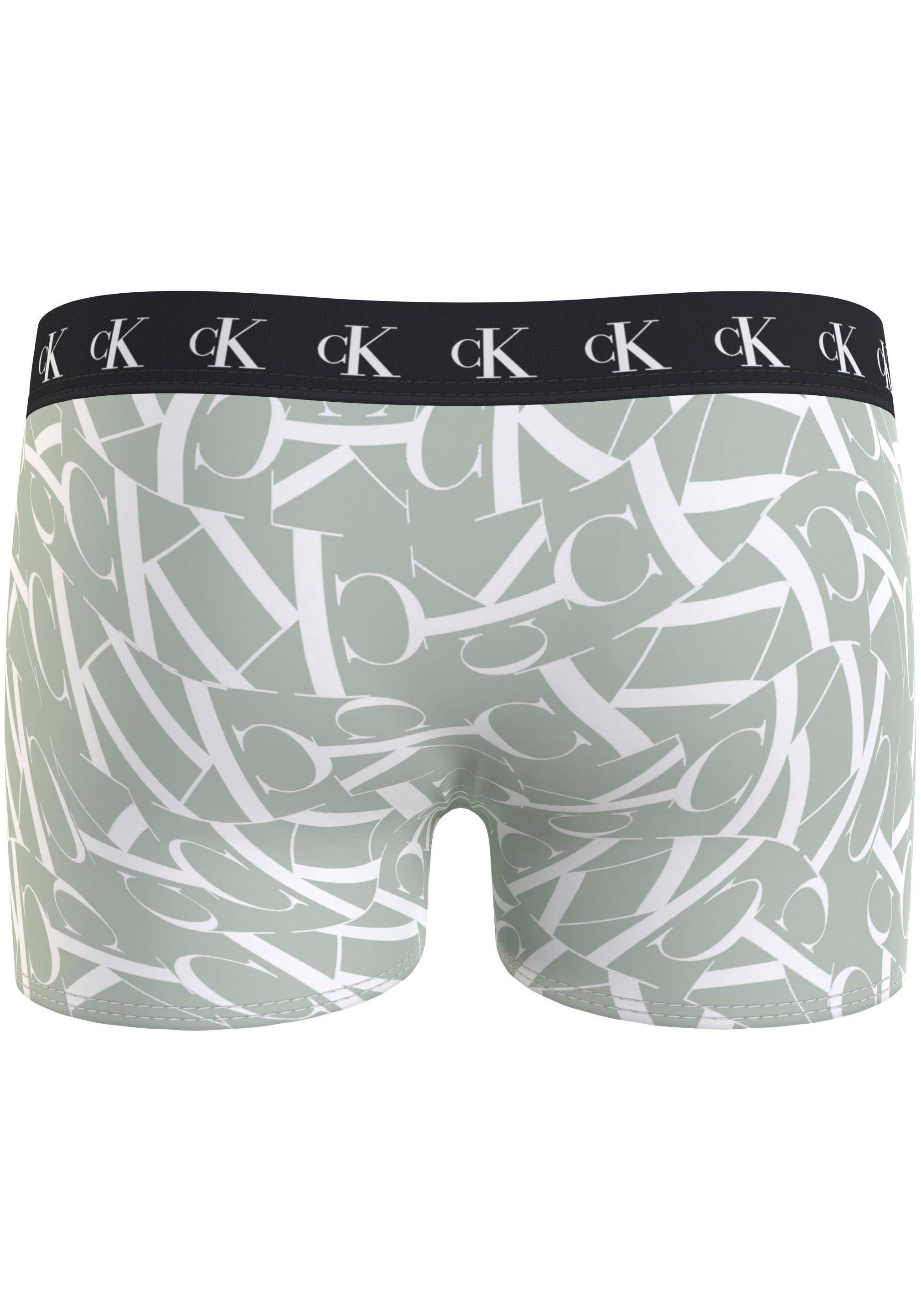 Calvin Klein Underwear Slip 3PK 3er-Pack) mit (Packung, Warpedprint/Vibrantorange/Tarpsblue Klein am TRUNK Calvin Markenlabel Bund