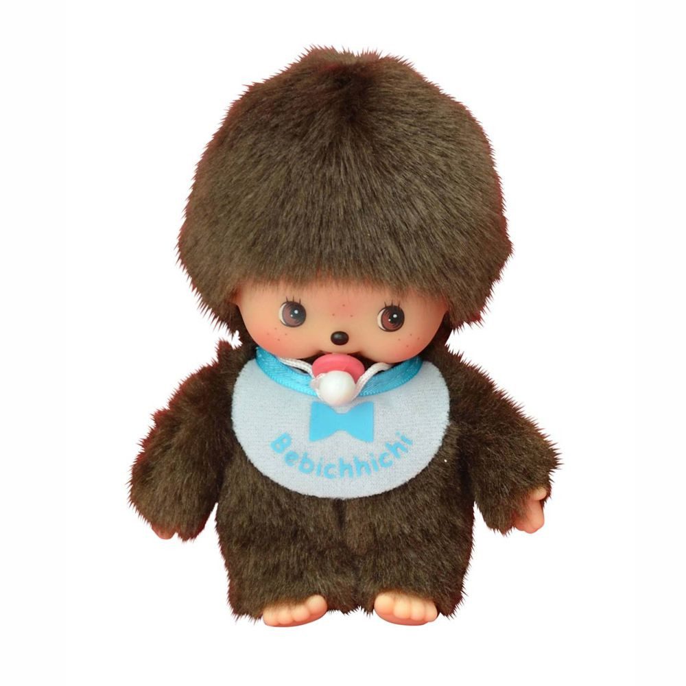 Monchhichi Plüschfigur Junge mit blauem Latz Bebichhichi 16 cm Monchhichi Puppe