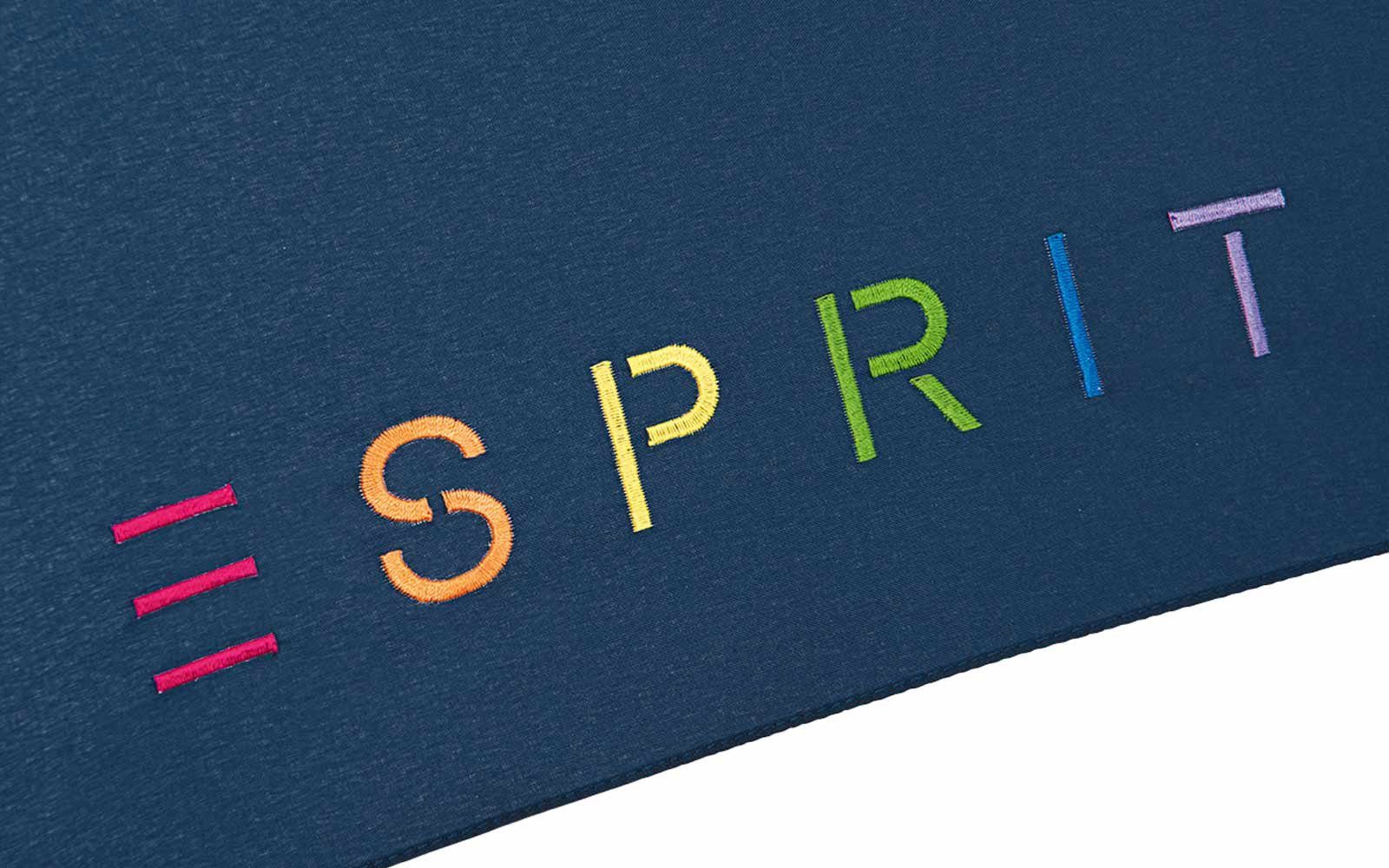 Esprit Taschenregenschirm Damen-Regenschirm Colorful Logo, bunt bedruckt mit Esprit-Schriftzug