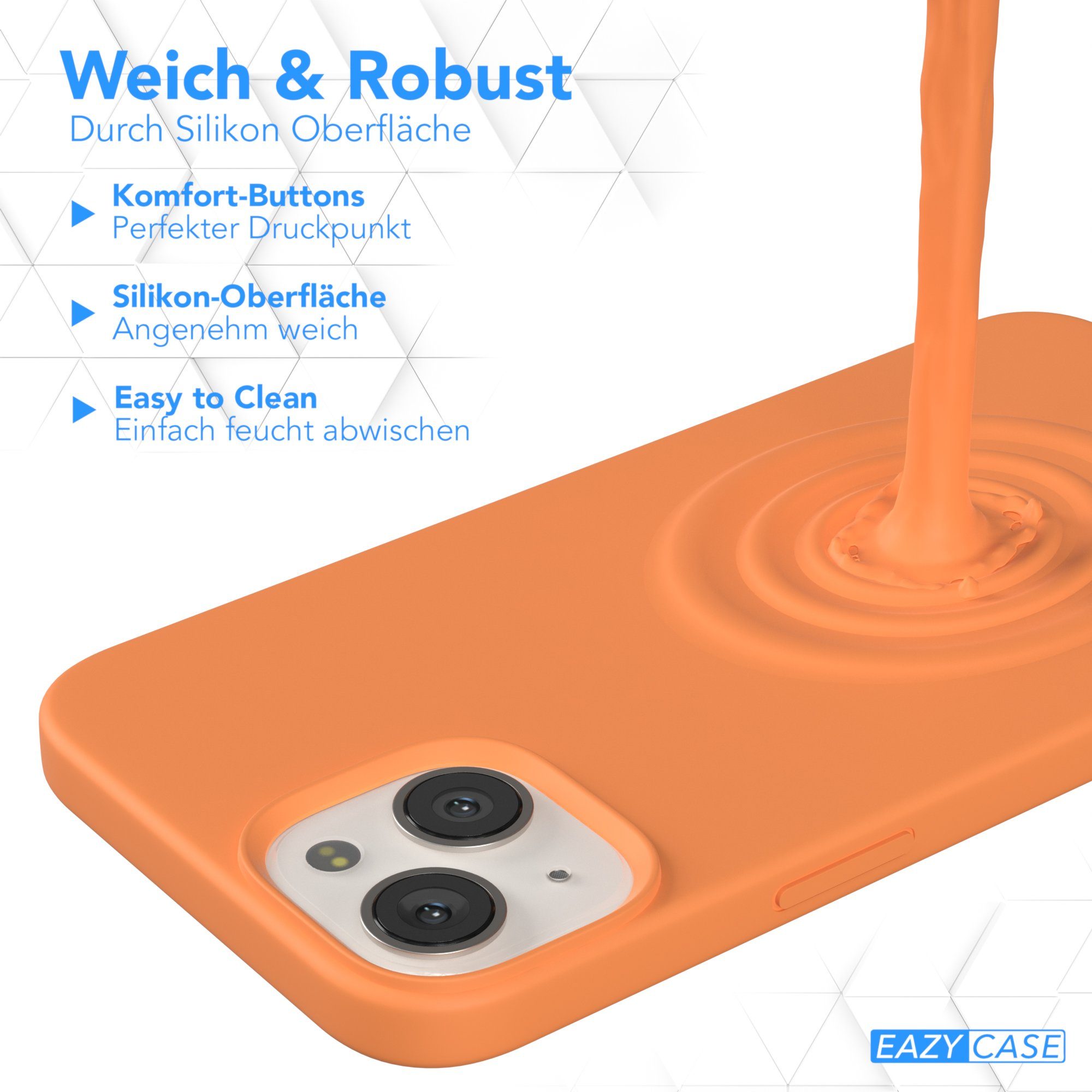 EAZY CASE Handyhülle Premium Silikon Case für Apple iPhone 13 6,1 Zoll, Case stoßfest Smart Slimcover mit Displayschutz Back Cover Etui Orange – Bild 4 von 5