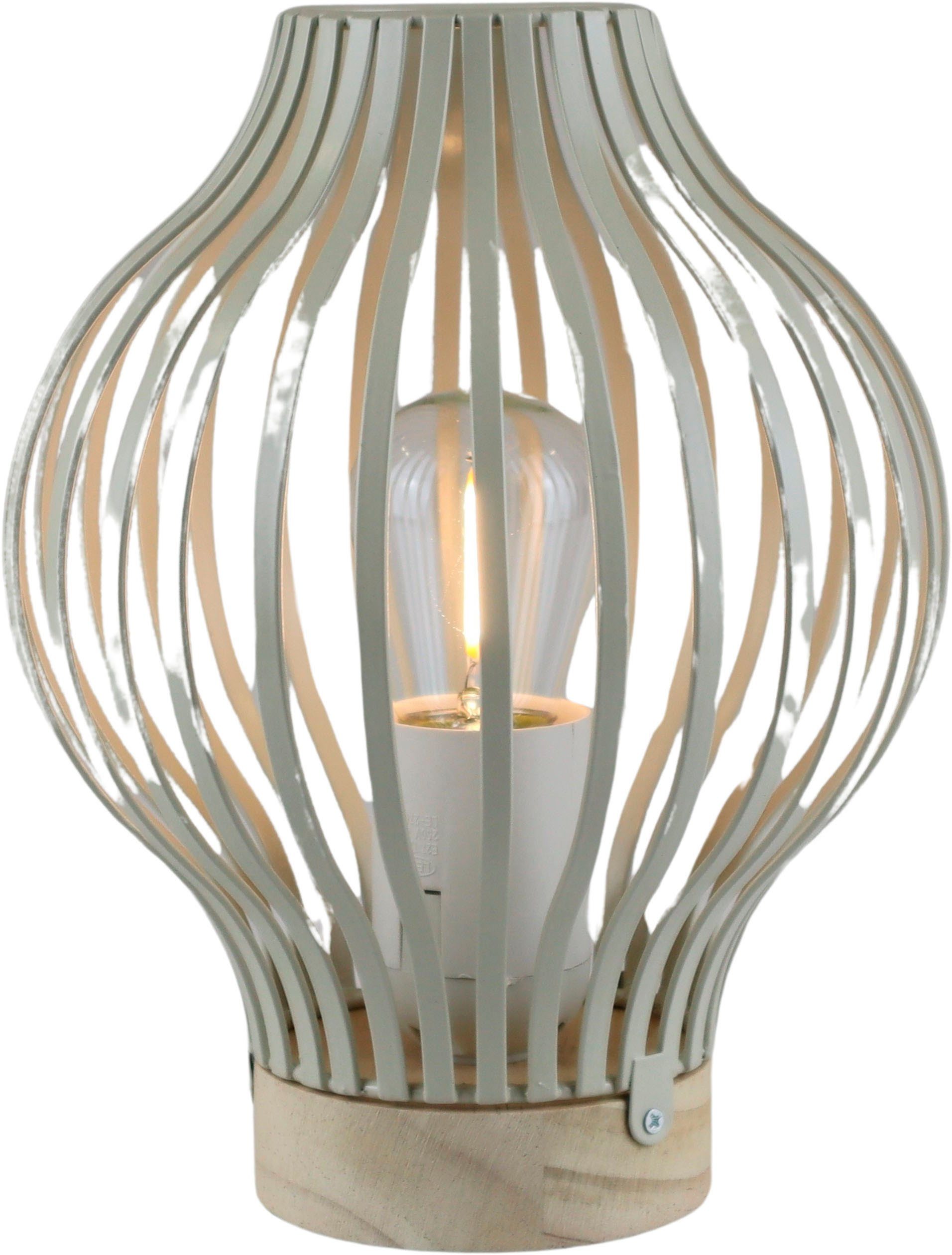 AM Design LED Dekolicht LED Laterne natur, bauchig, mit Timer, LED fest integriert, Warmweiß, Batteriebetrieb