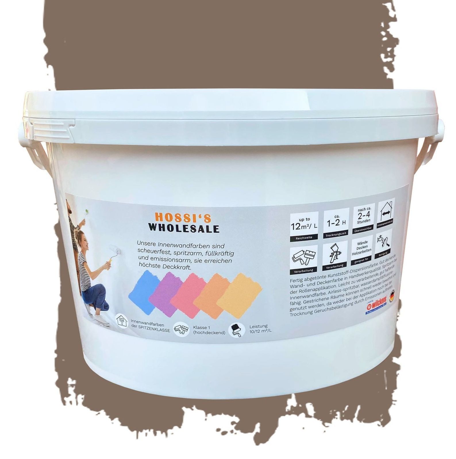 colourcourage Vollton- und Abtönfarbe ColourCourage 2,5 Liter Premium Wandfarbe Innenfarbe Raumfarbe Farbe