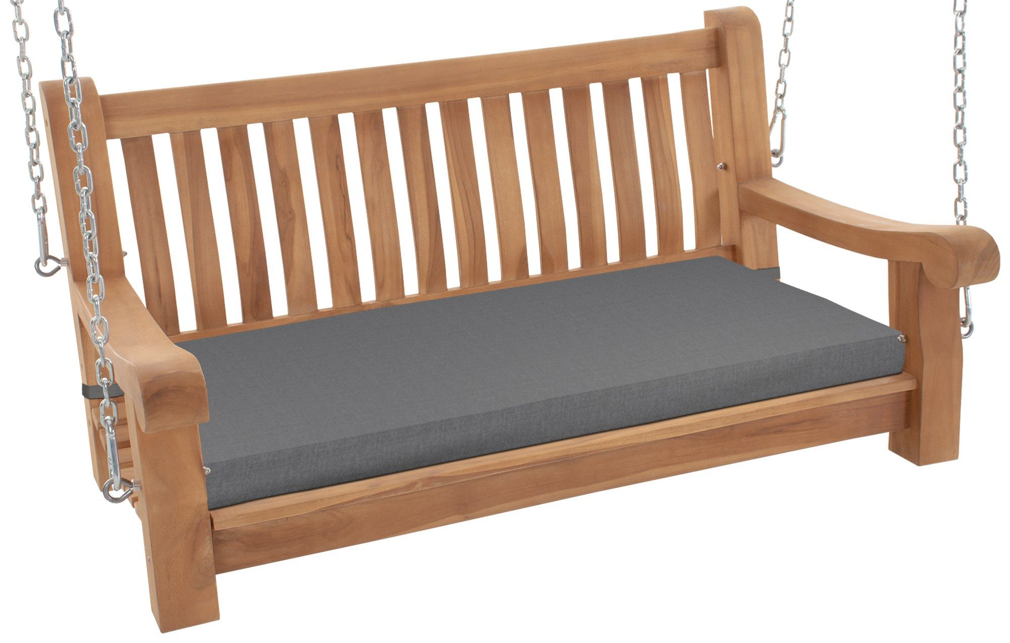 furnicato Hängebank Schaukelbank Joyce Naturholz 120 cm dunkelgrau (1-St), Witterungsbeständige Sitzbank mit abnehmbarem Kissen für den Garten