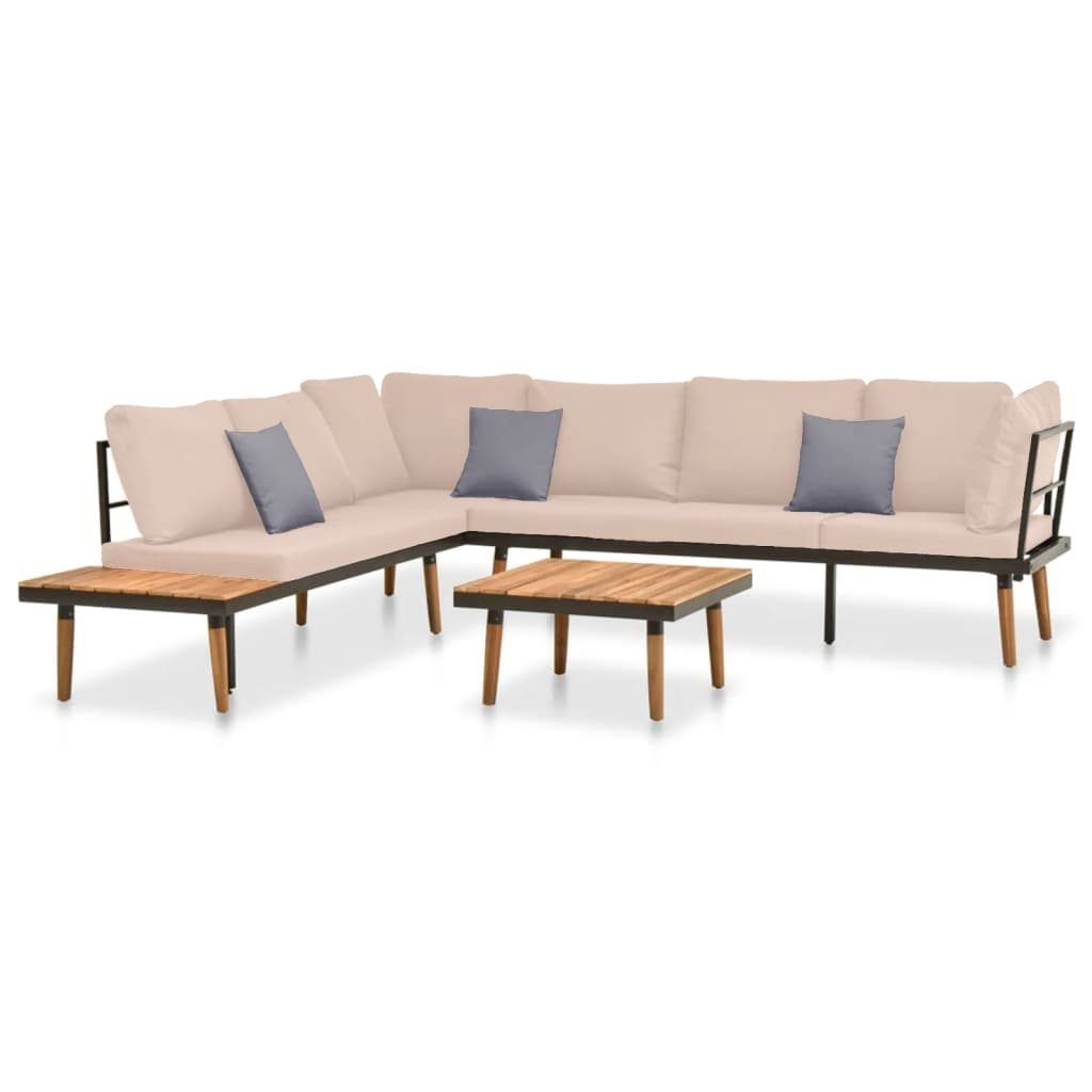 vidaXL Gartenlounge-Set 4-tlg. Garten-Lounge-Set mit Kissen Massivholz Akazie, (1-tlg)