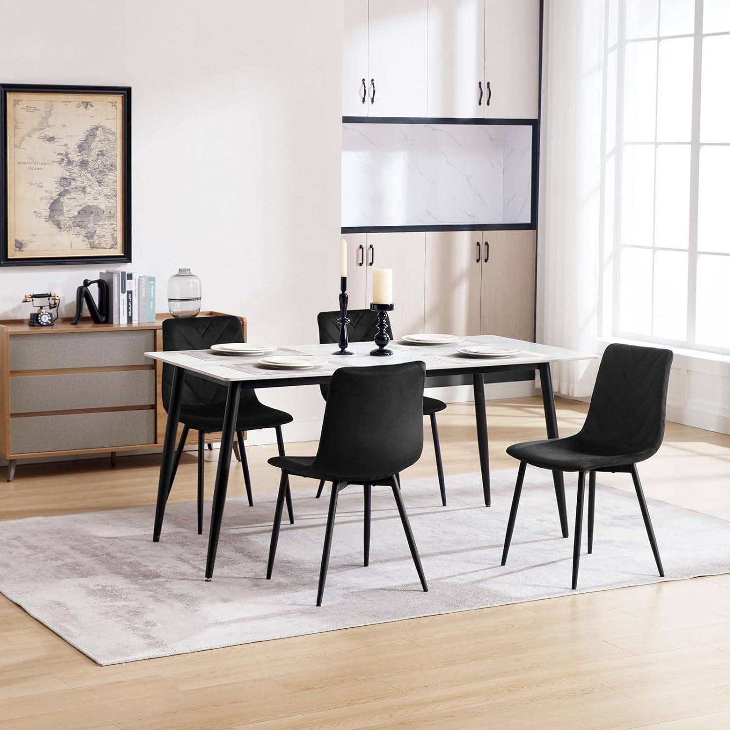 EUGAD Esszimmerstuhl (4 St), Samtstuhl mit Metallbeinen,150 kg belastbar günstig online kaufen