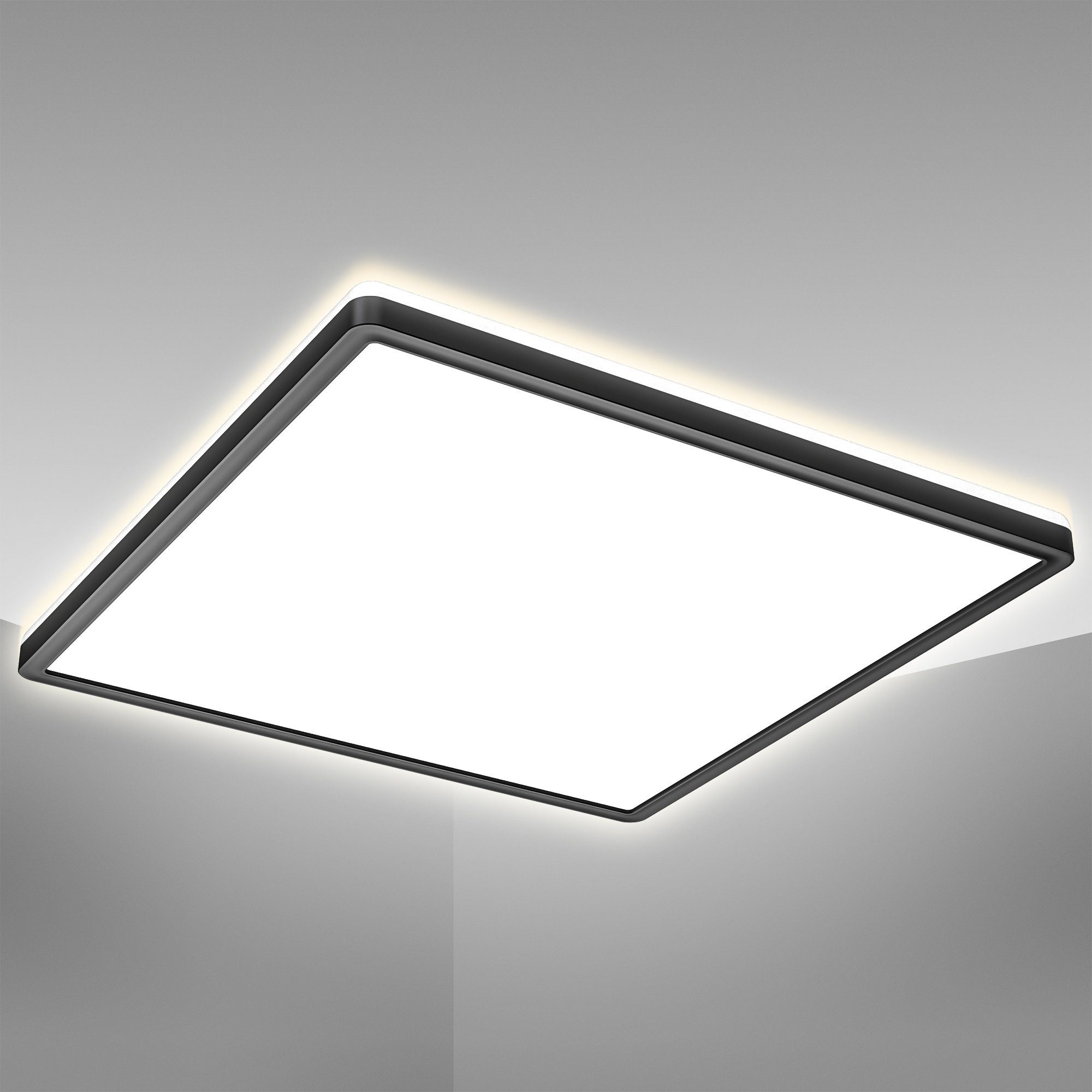 B.K.Licht LED Deckenleuchte BK_DP1332 LED Panel Deckenlampe, Ultra Flach,  Indirektes Licht, LED fest integriert, Neutralweiß, 22W, 4.000K neutralweiße  Lichtfarbe, 3.000Lm, 42x42x2,9cm