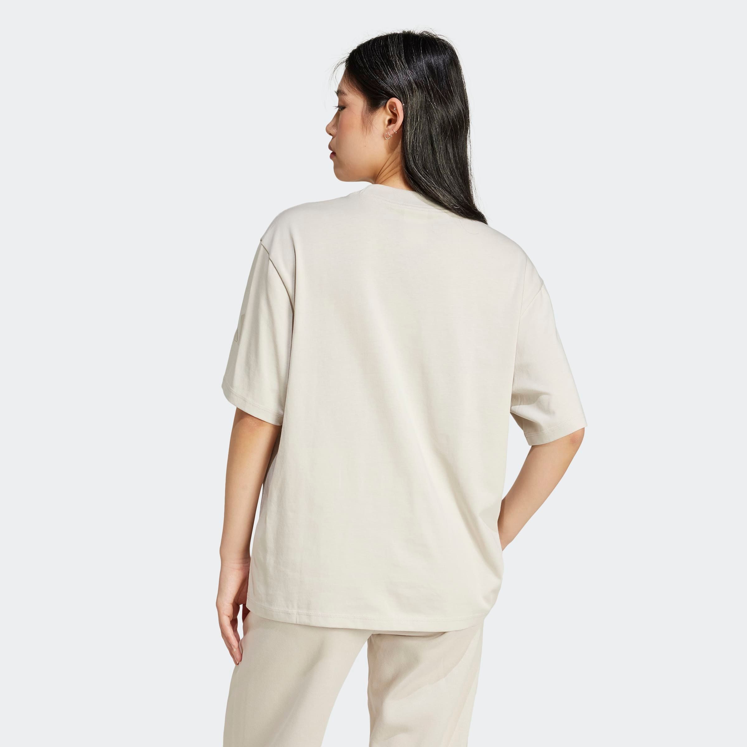 adidas Sportswear T-Shirt ESSENTIALS CONTEMPORARY LOGO BOYFRIEND für Erwachsene, mit Rundhalsausschnitt, ohne Verschluss, aus Baumwolle