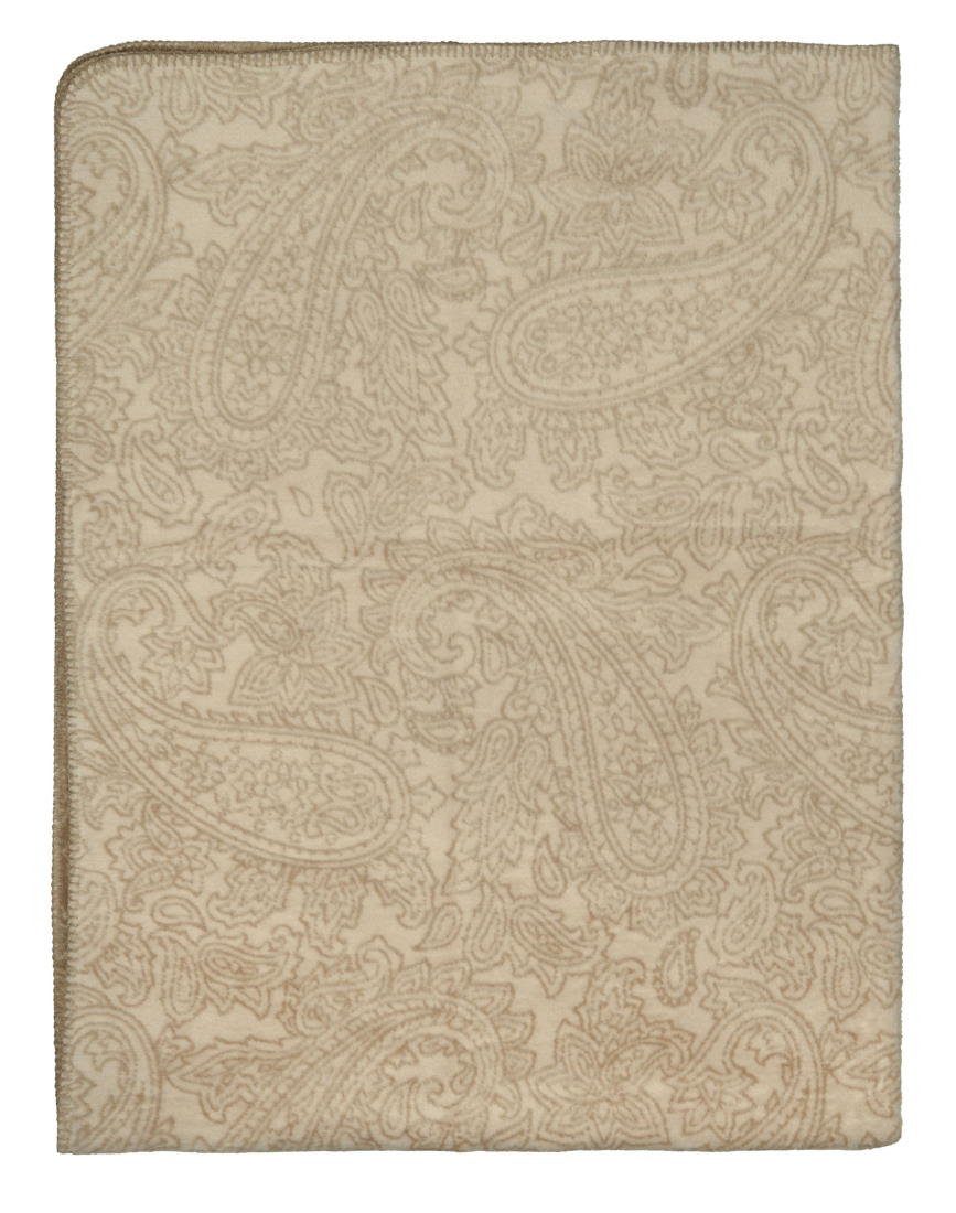 Wohndecke Plaid Kuscheldecke PAISLEY UNI Doubleface warm & weich, LIVING DREAMS, Baumwollmischung nachhaltig produziert in Europa