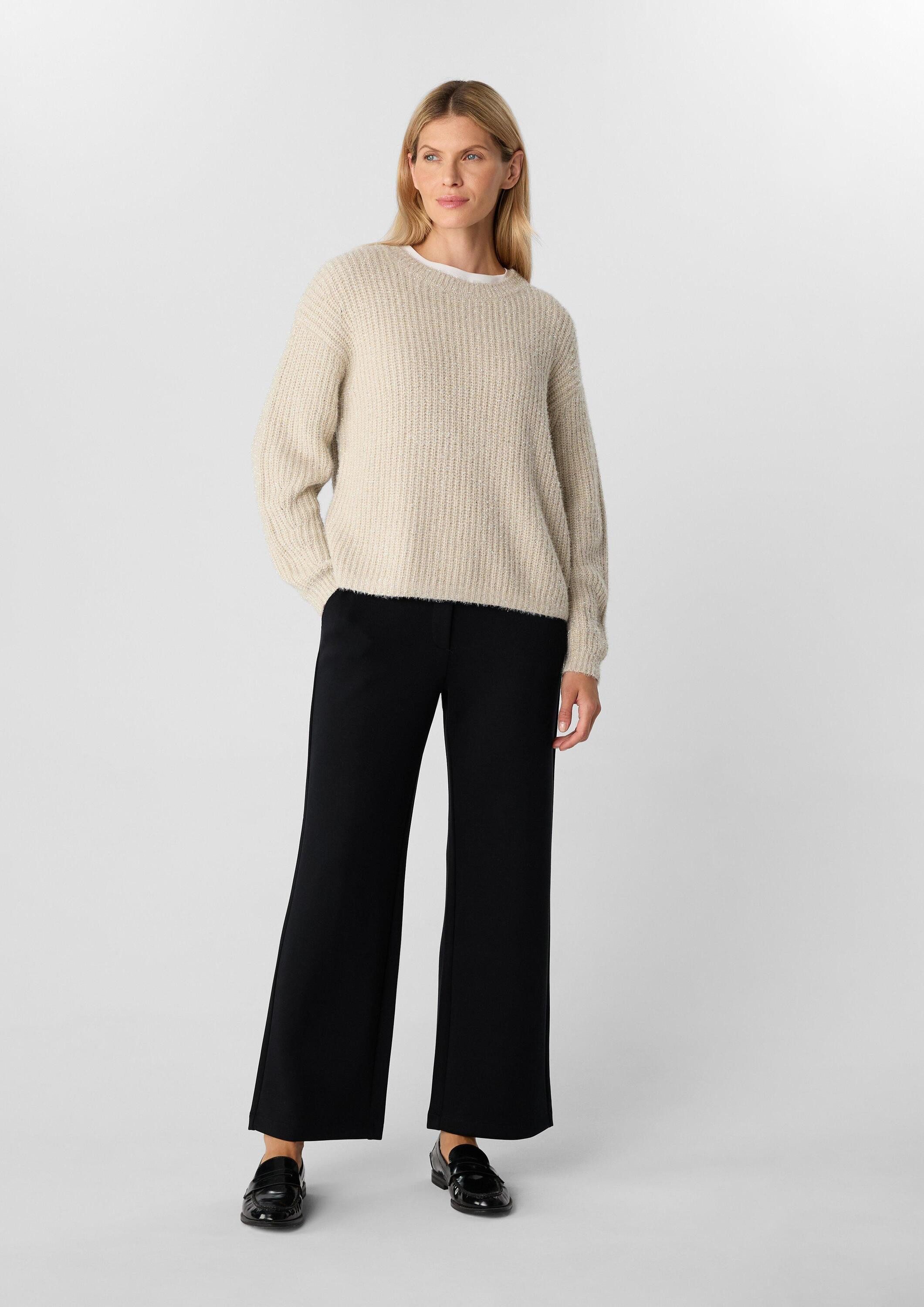 comma Longpullover Strickpullover Weicher Pullover mit Glitzergarn