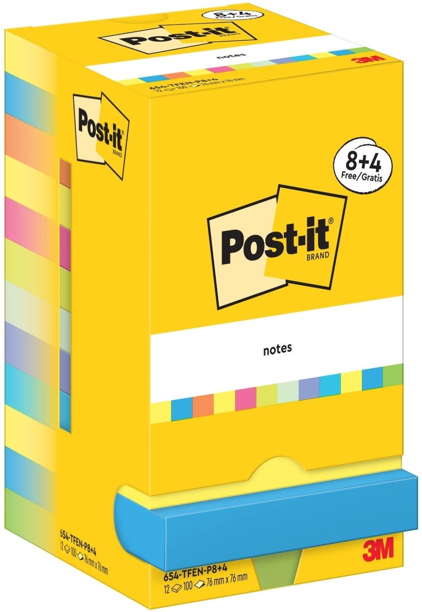 Haftnotizblock Haftnotiz Notes Energetic Collection 76x76mm 100 Blatt sortiert VE=12