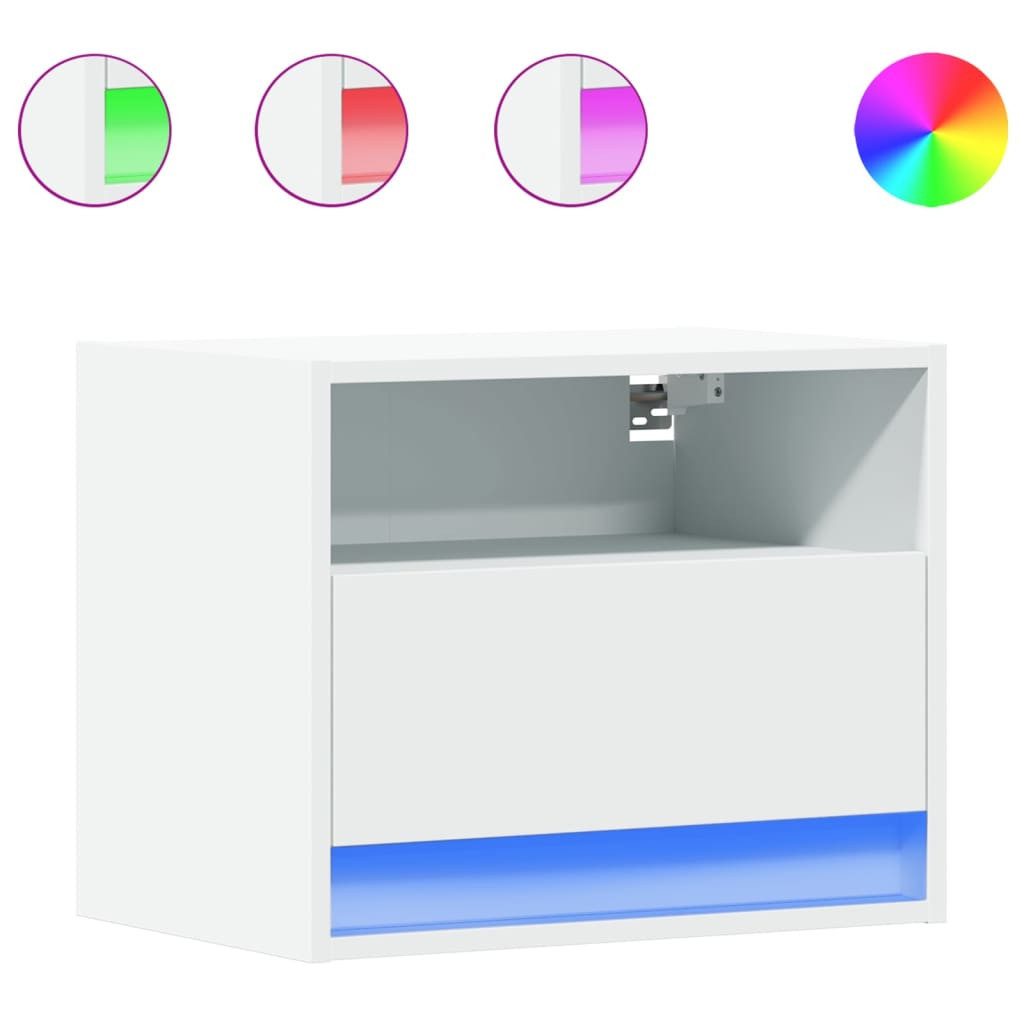 vidaXL Nachttisch Wand-Nachttisch mit LED-Leuchten Weiß günstig online kaufen