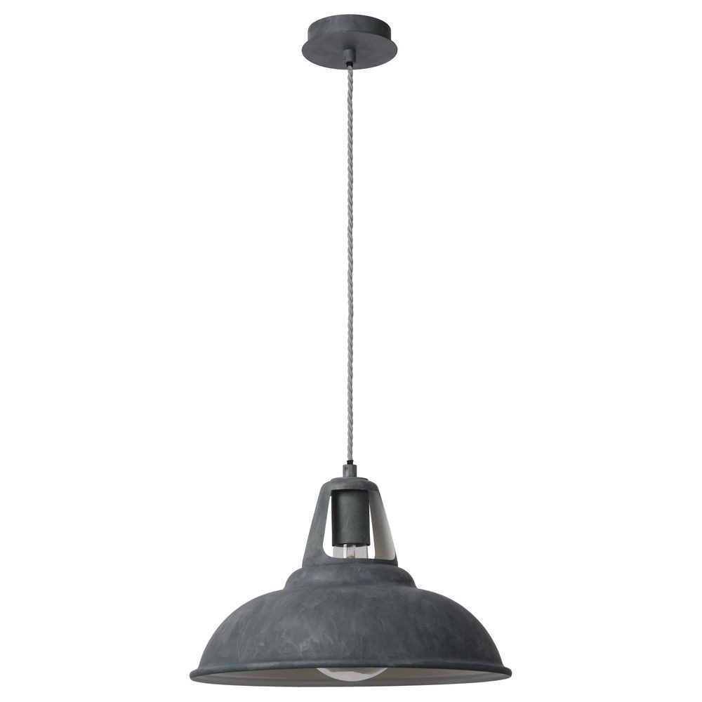 Lucide Pendelleuchte Industrielle Vintage Pendelleuchte Markit in zink, Ø 350 mm, E27