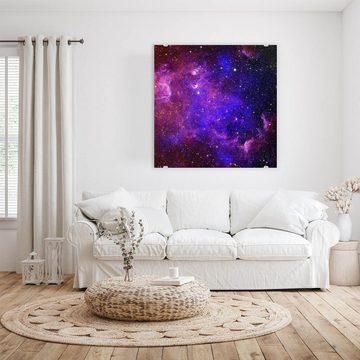 Primedeco Glasbild Wandbild Quadratisch Galaxie Sterne mit Aufhängung, Weltall