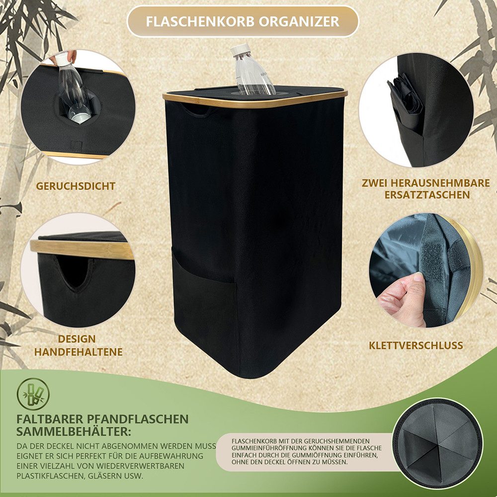 WAOHO Flaschensammler Flaschenkorb Organizer,Faltbar Pfandflaschen Sammelbehälter 100L – Bild 5 von 5