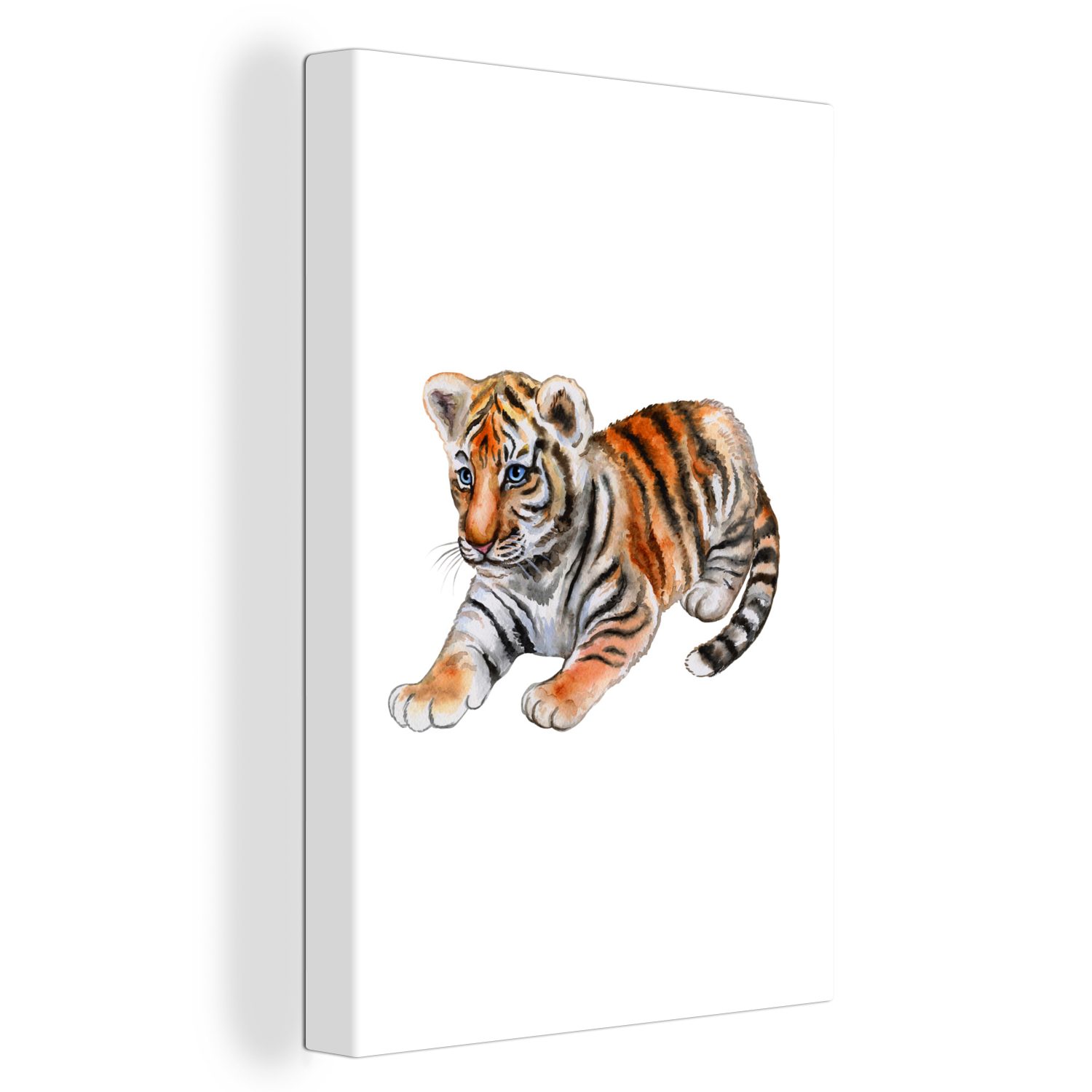 OneMillionCanvasses® Leinwandbild Tiger - Klein - Weiß, (1 St), Leinwandbild fertig bespannt inkl. Zackenaufhänger, Gemälde, 20x30 cm